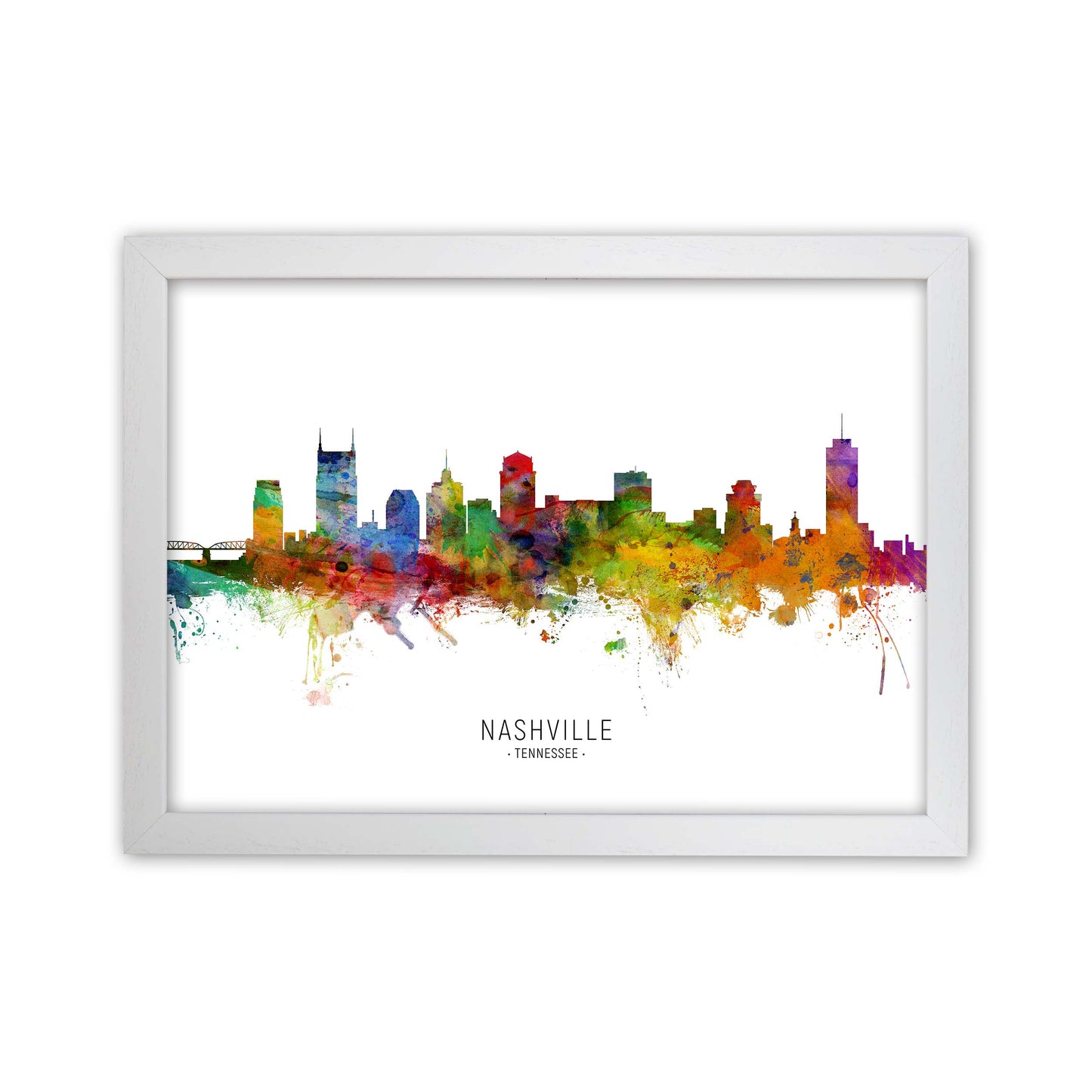 Nashville Tennessee Skyline Art Print by Michael Tompsett White Grain