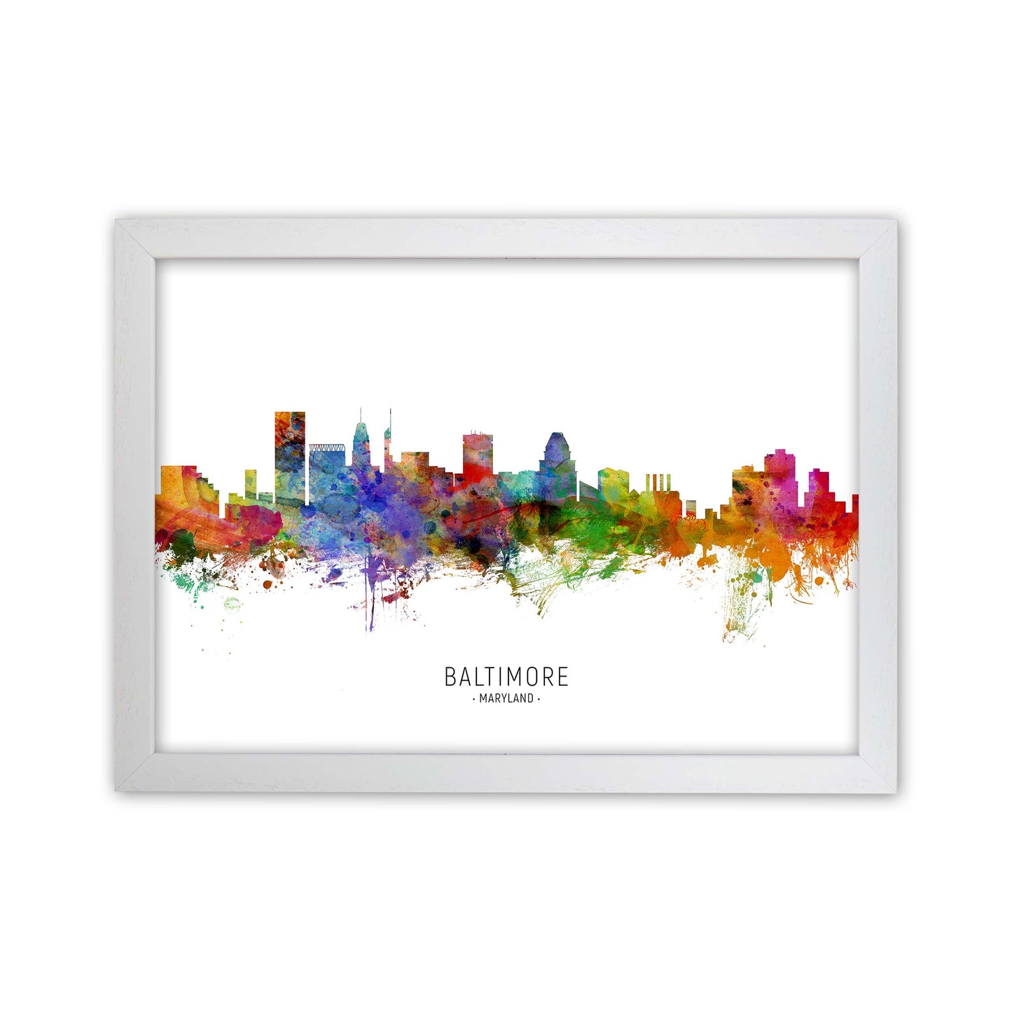Baltimore Maryland Skyline Art Print by Michael Tompsett White Grain