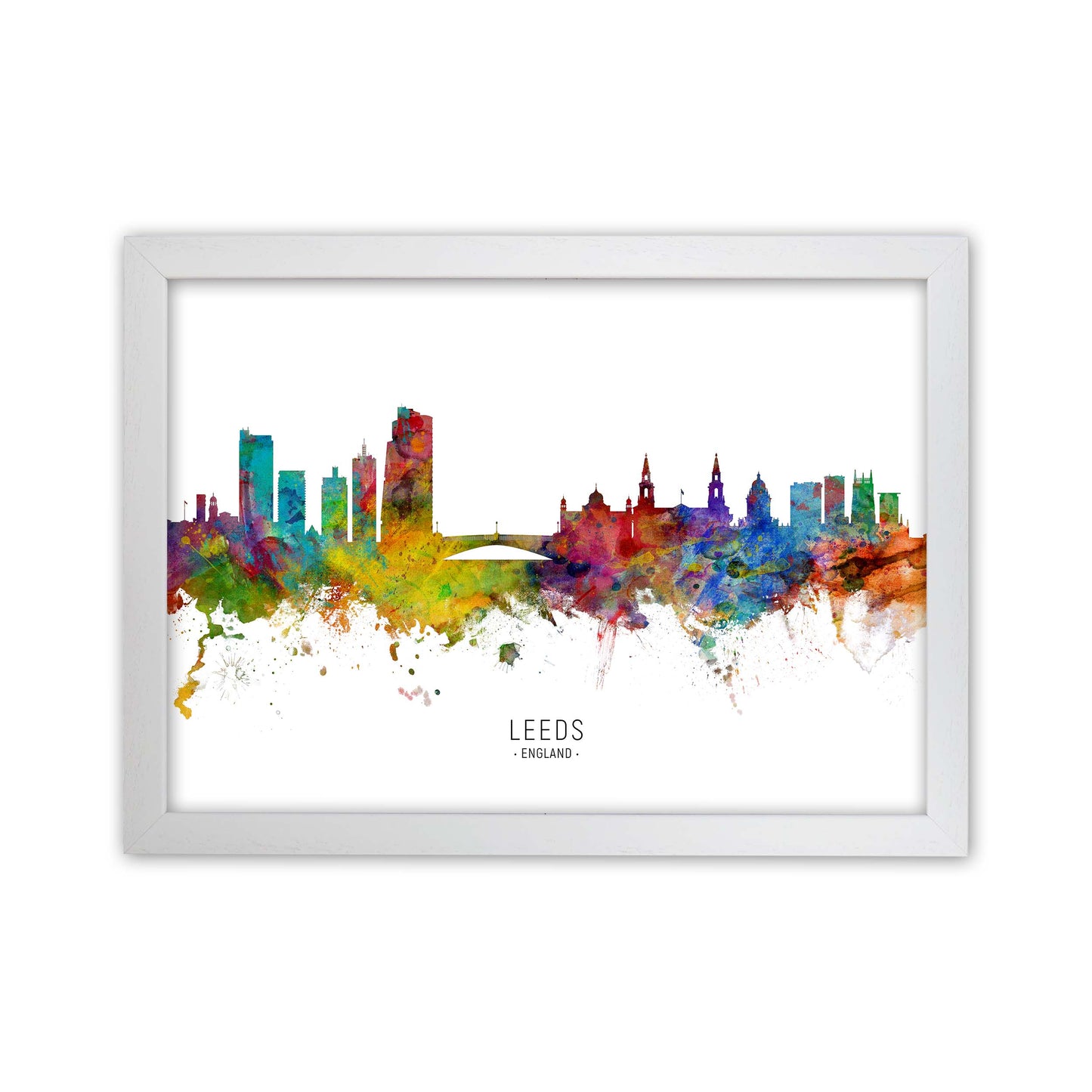 Leeds England Skyline Art Print by Michael Tompsett White Grain
