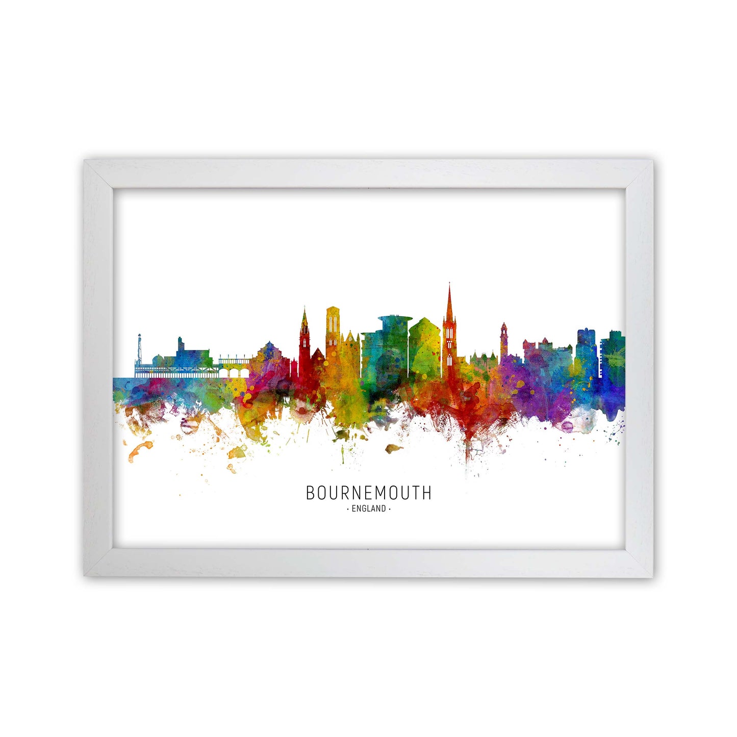 Bournemouth England Skyline Art Print by Michael Tompsett White Grain