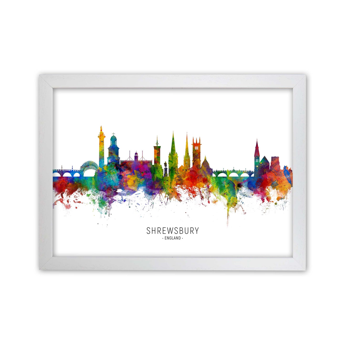 Shrewsbury England Skyline Art Print by Michael Tompsett White Grain