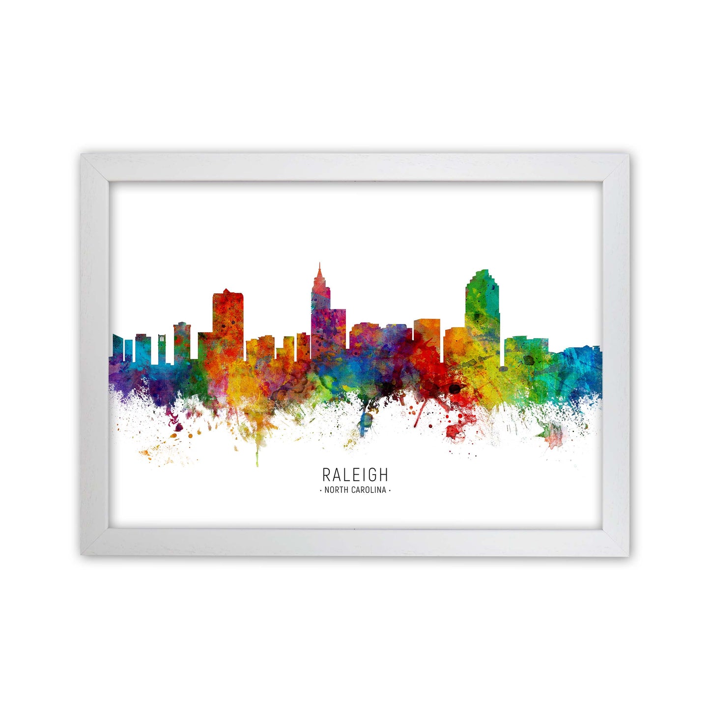 Raleigh North Carolina Skyline Art Print by Michael Tompsett White Grain