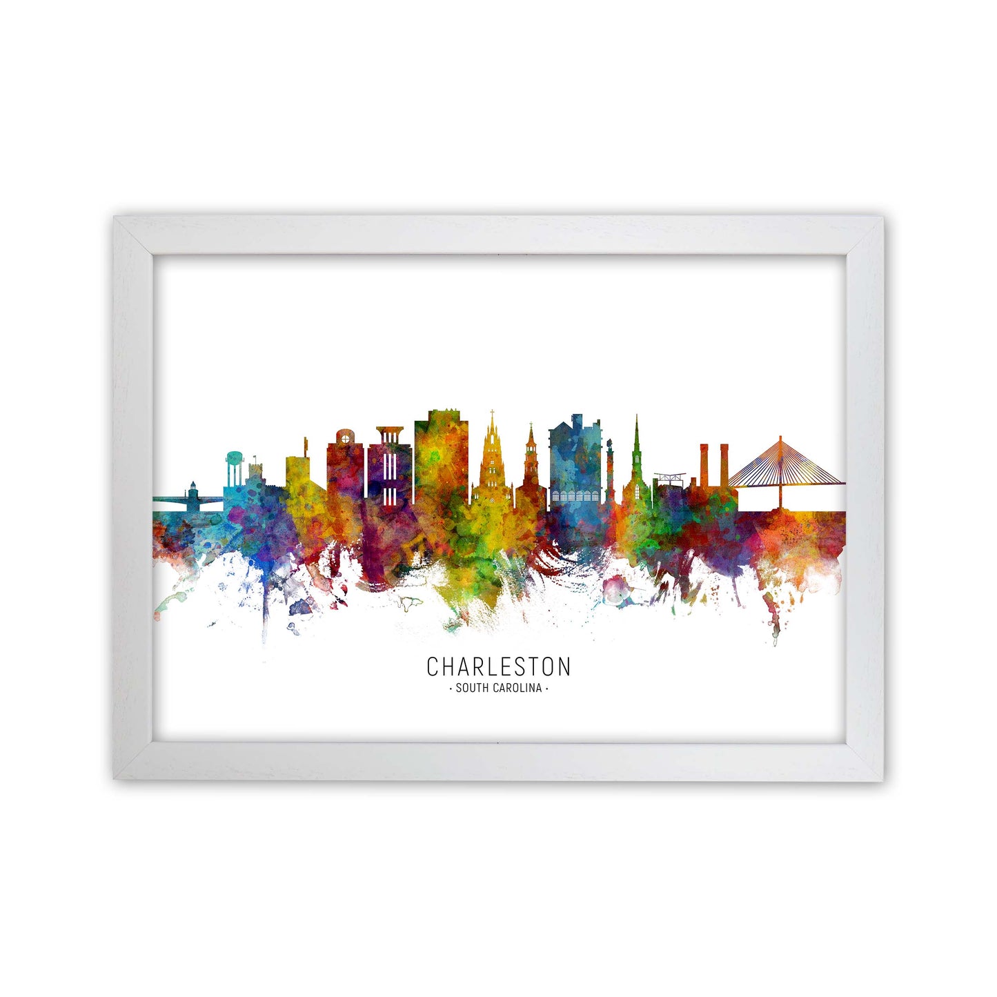 Charleston South Carolina Skyline Print by Michael Tompsett White Grain