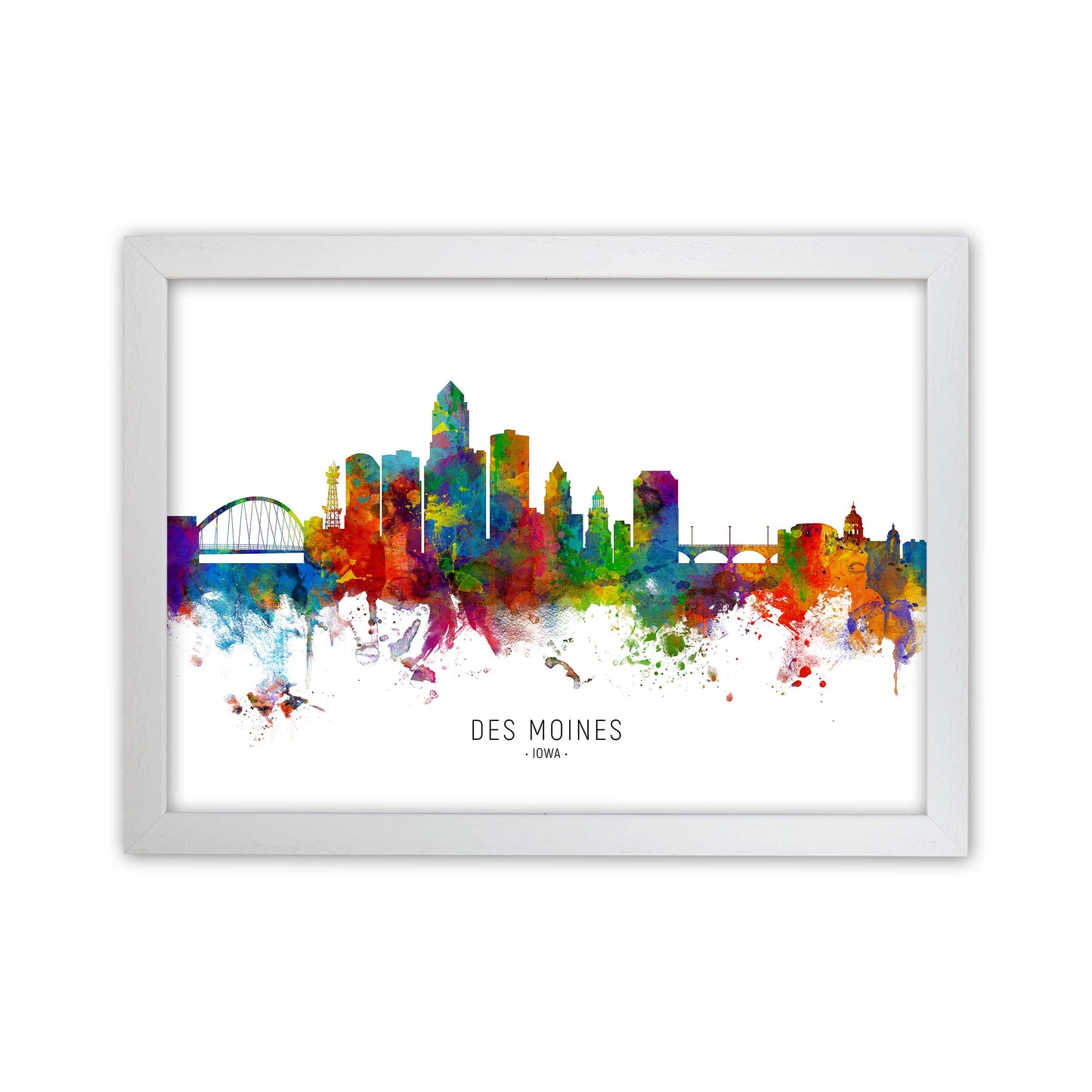 Des Moines Iowa Skyline Art Print by Michael Tompsett White Grain