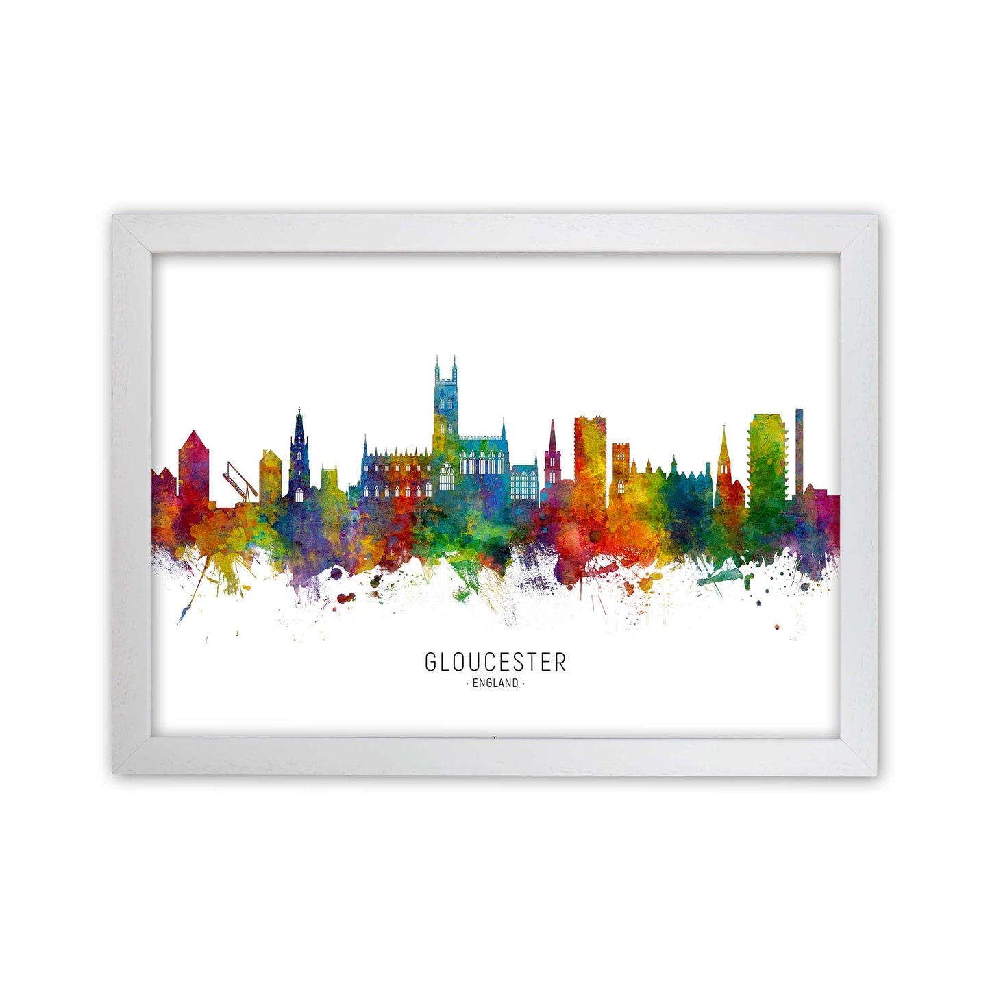 Gloucester England Skyline Art Print by Michael Tompsett White Grain