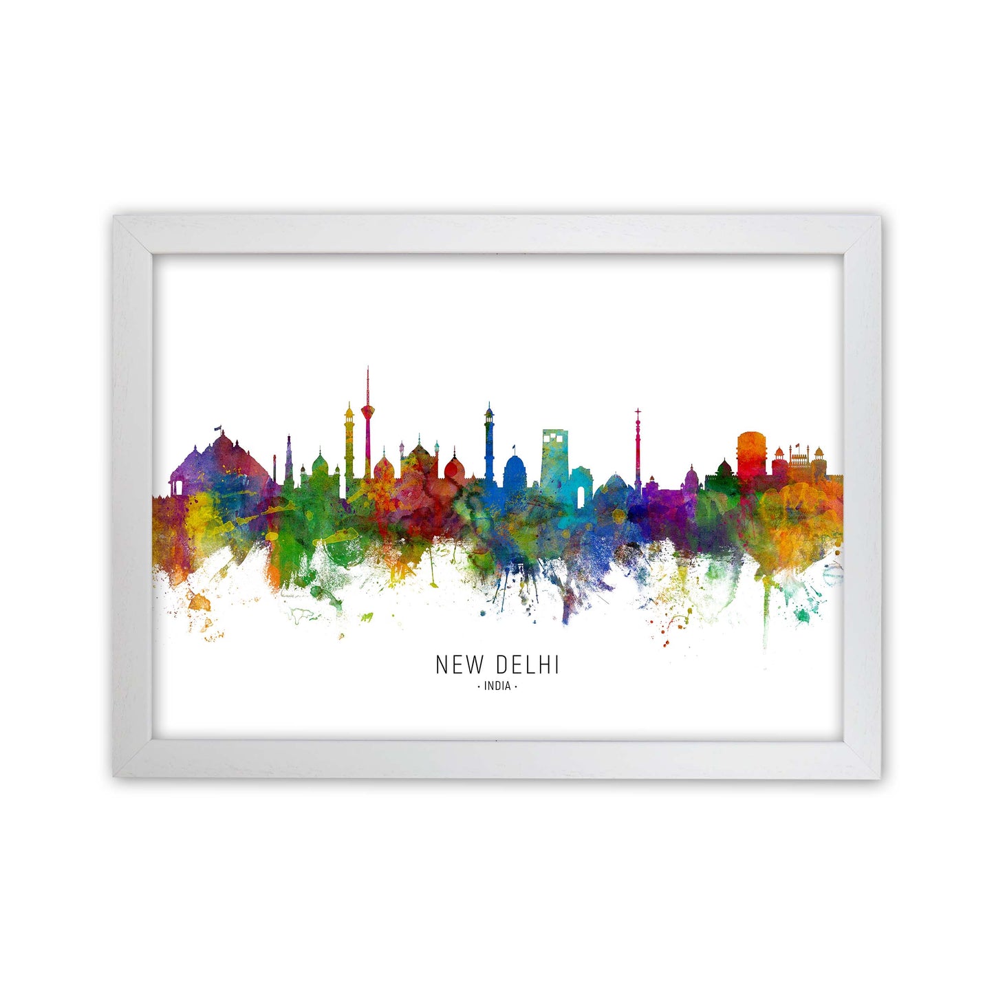 New Delhi India Skyline Art Print by Michael Tompsett White Grain