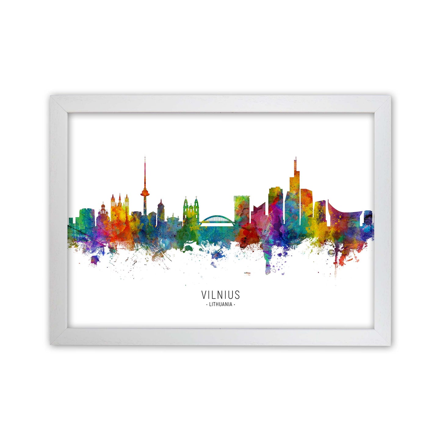 Vilnius Lithuania Skyline Art Print by Michael Tompsett White Grain