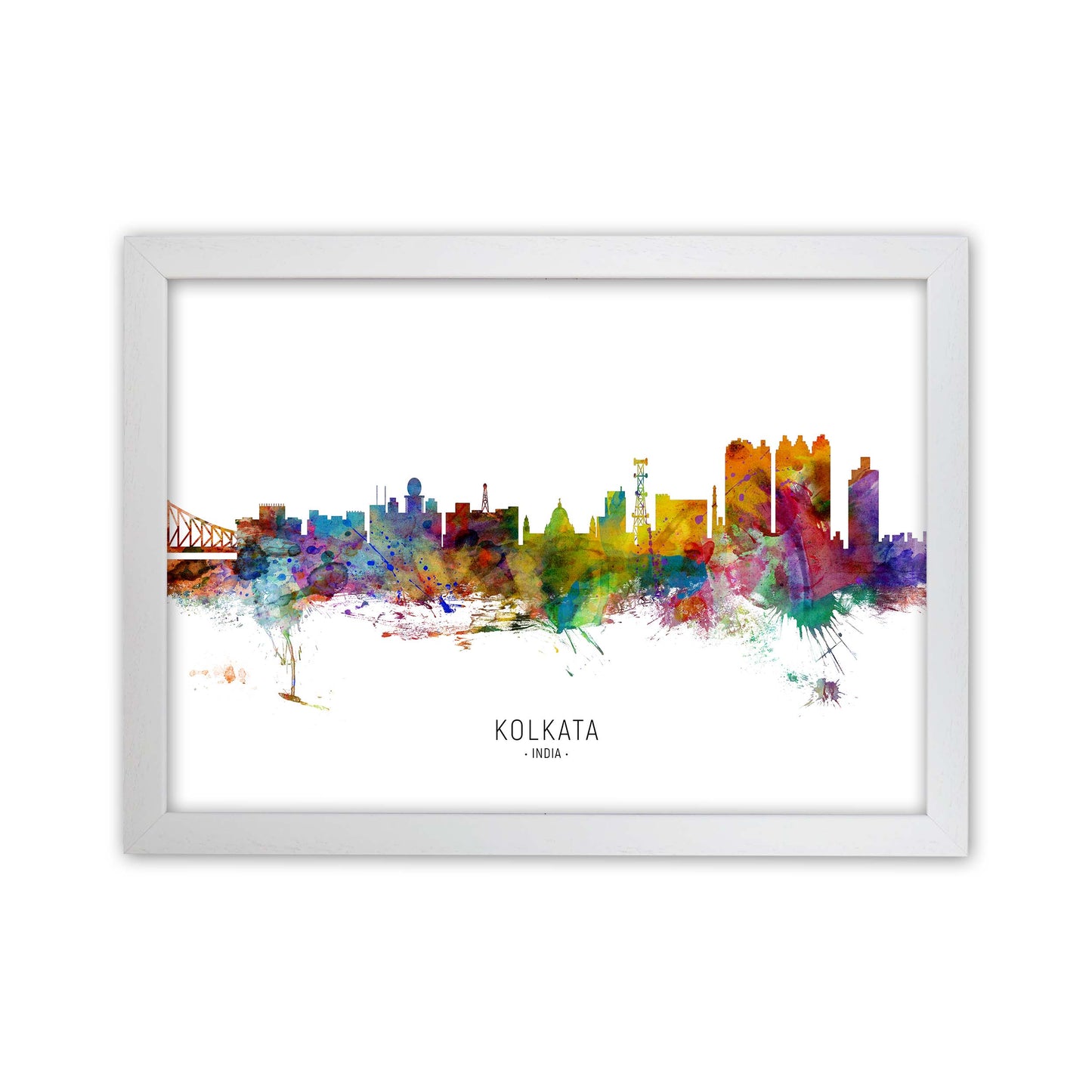 Kolkata India Skyline Art Print by Michael Tompsett White Grain