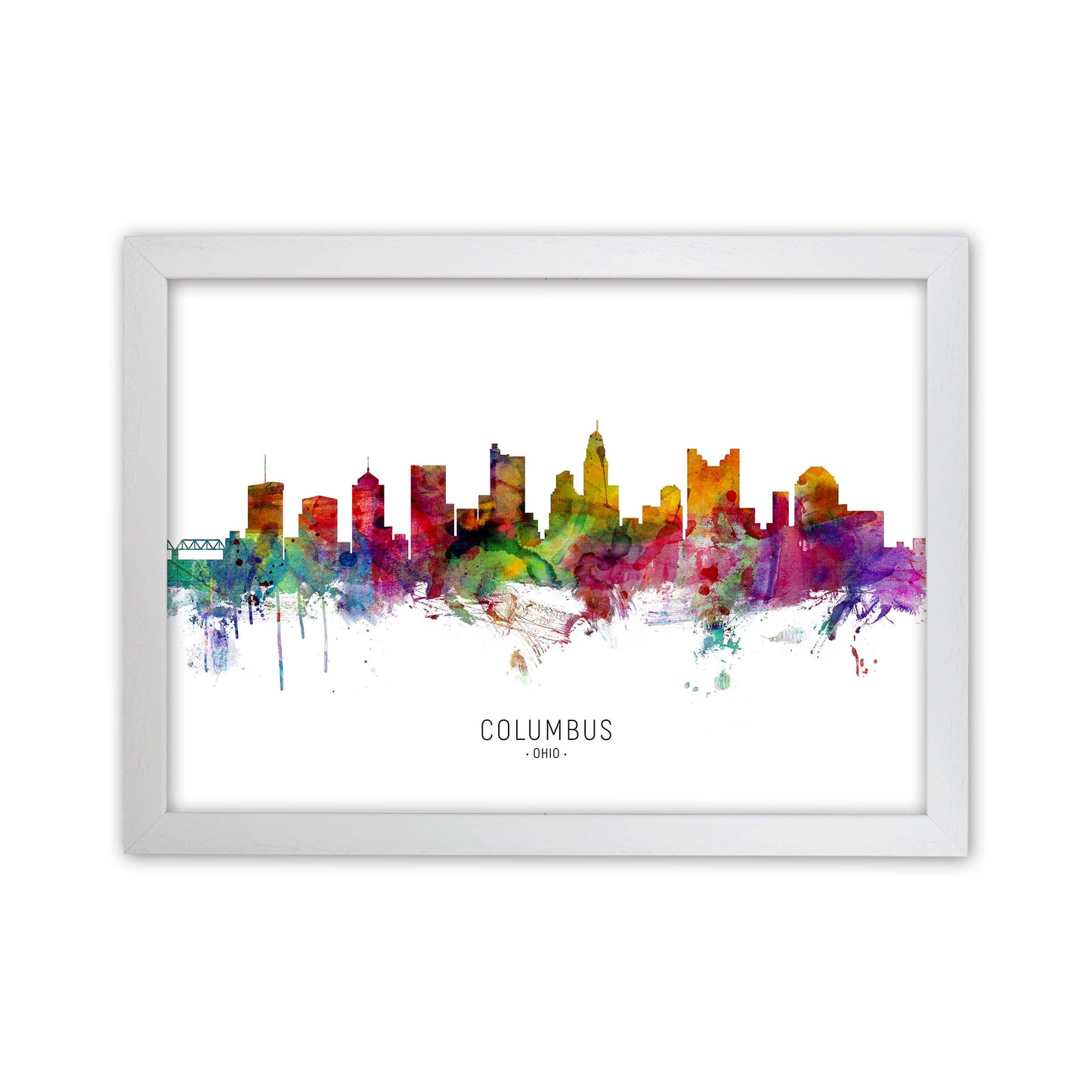 Columbus Ohio Skyline Art Print by Michael Tompsett White Grain