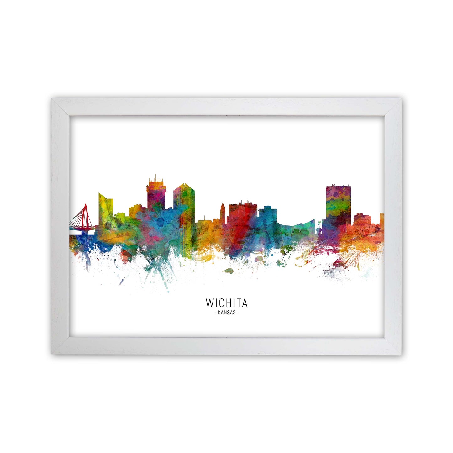 Wichita Kansas Skyline Art Print by Michael Tompsett White Grain