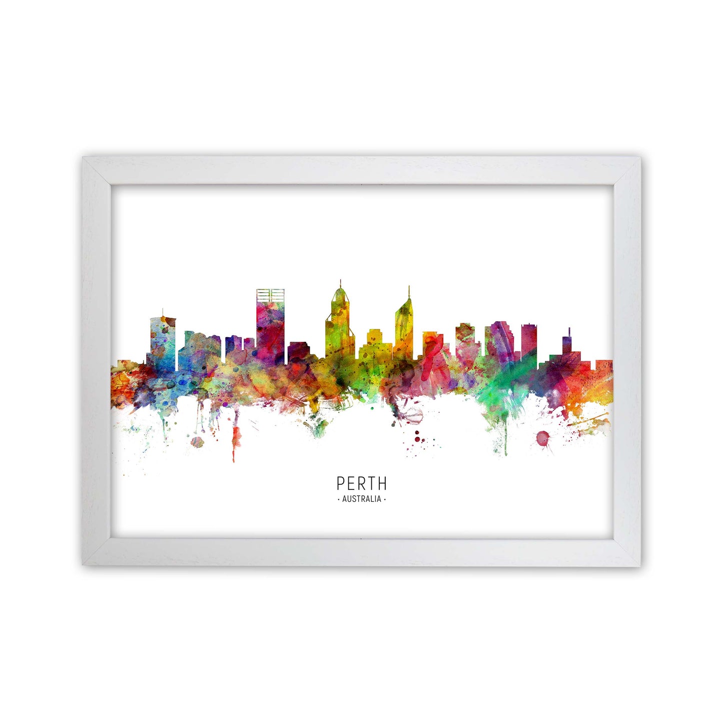 Perth Australia Skyline Art Print by Michael Tompsett White Grain