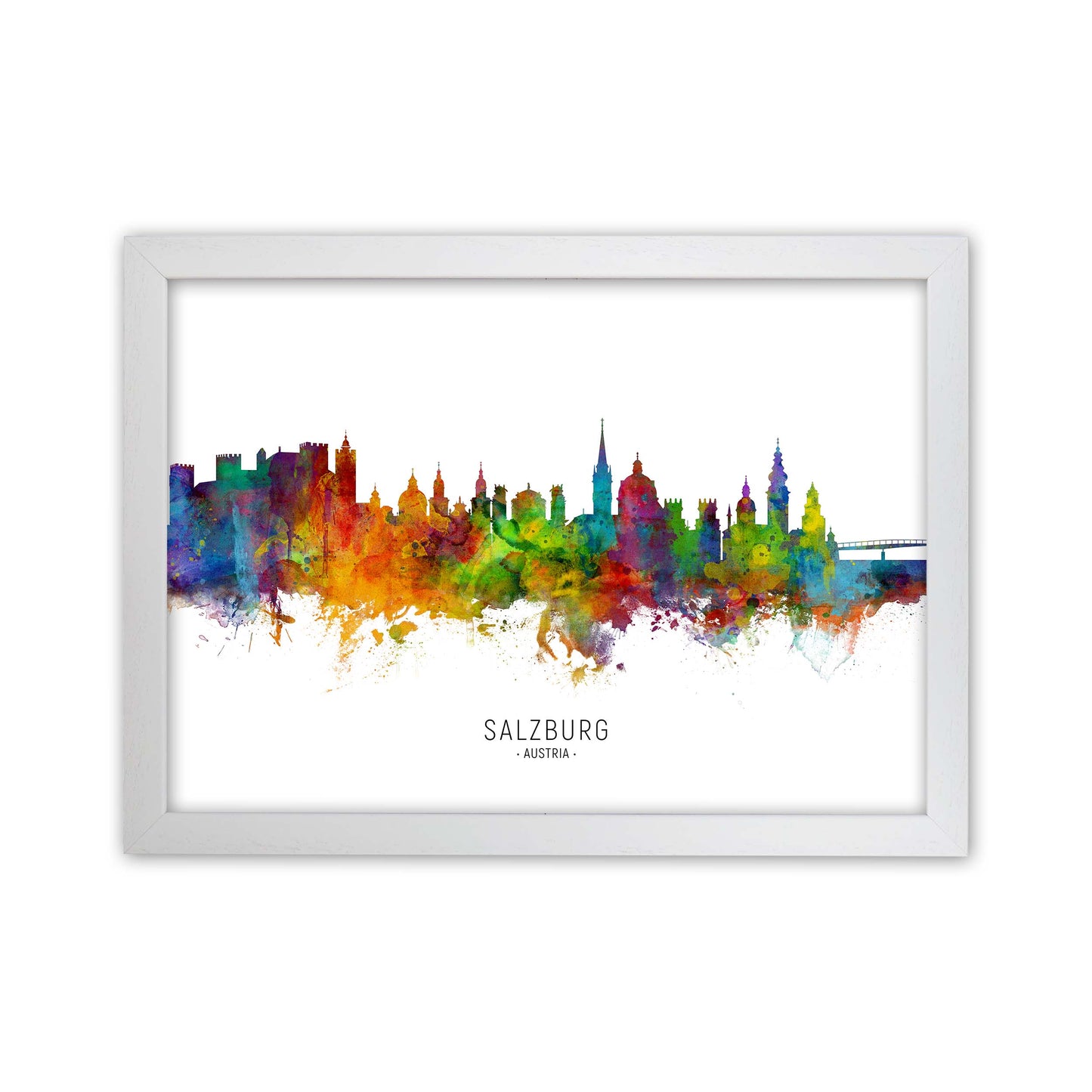 Salzburg Austria Skyline Art Print by Michael Tompsett White Grain