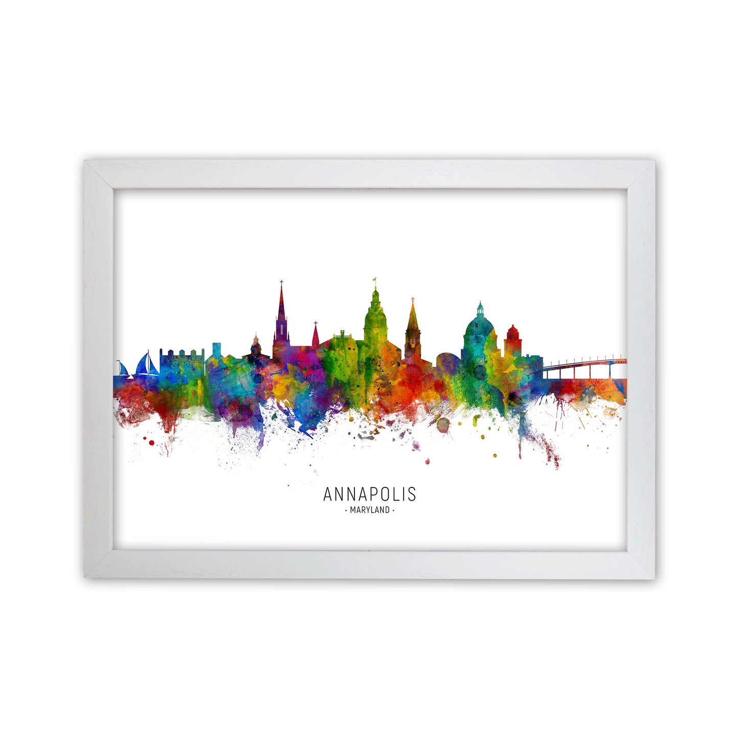 Annapolis Maryland Skyline Art Print by Michael Tompsett White Grain