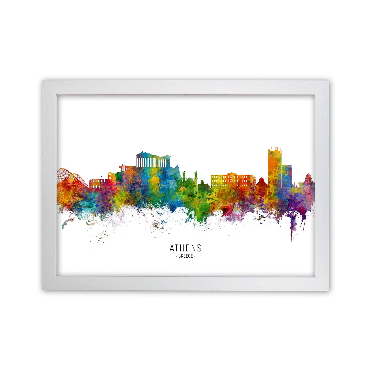 Athens Greece Skyline Art Print by Michael Tompsett White Grain