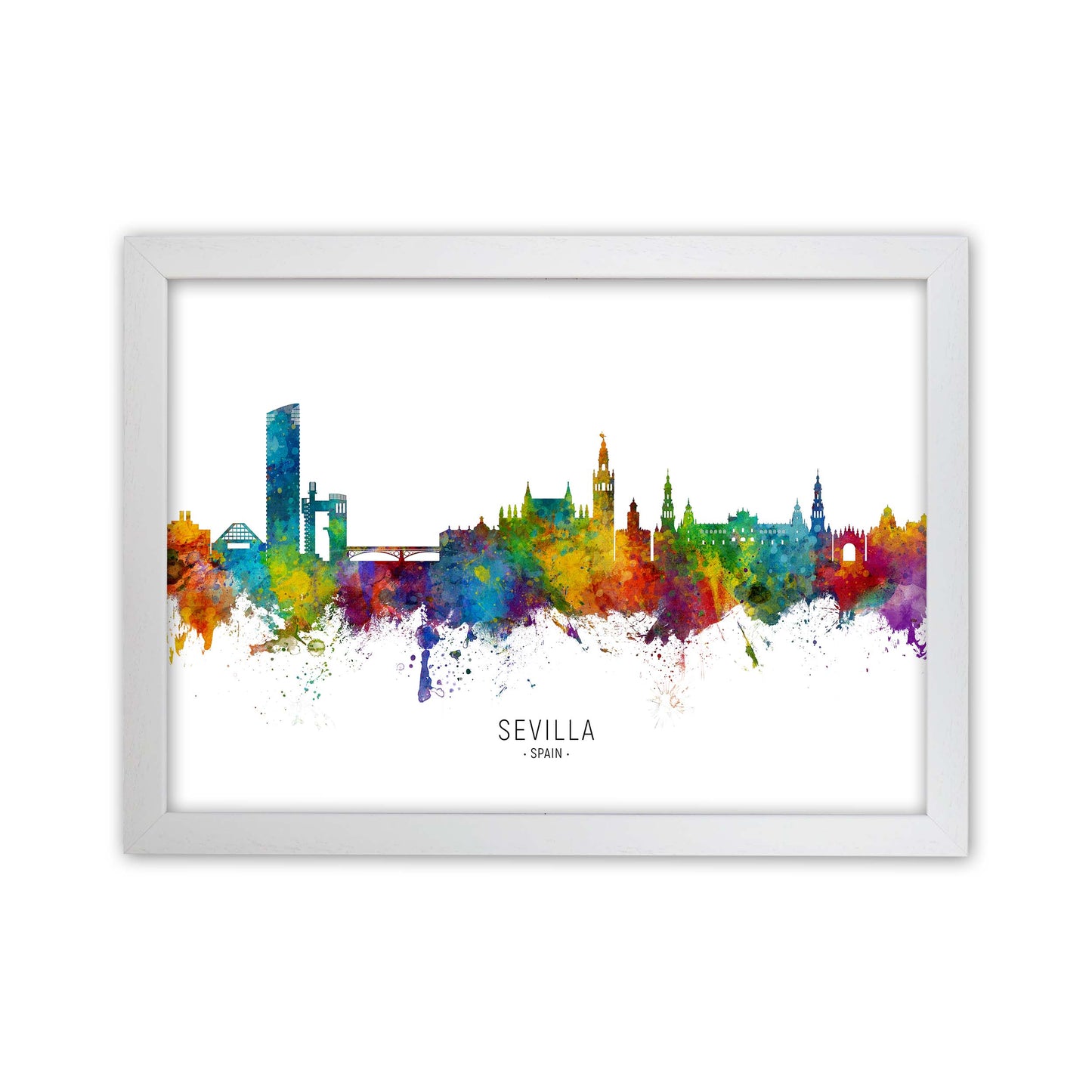 Sevilla Spain Skyline Art Print by Michael Tompsett White Grain