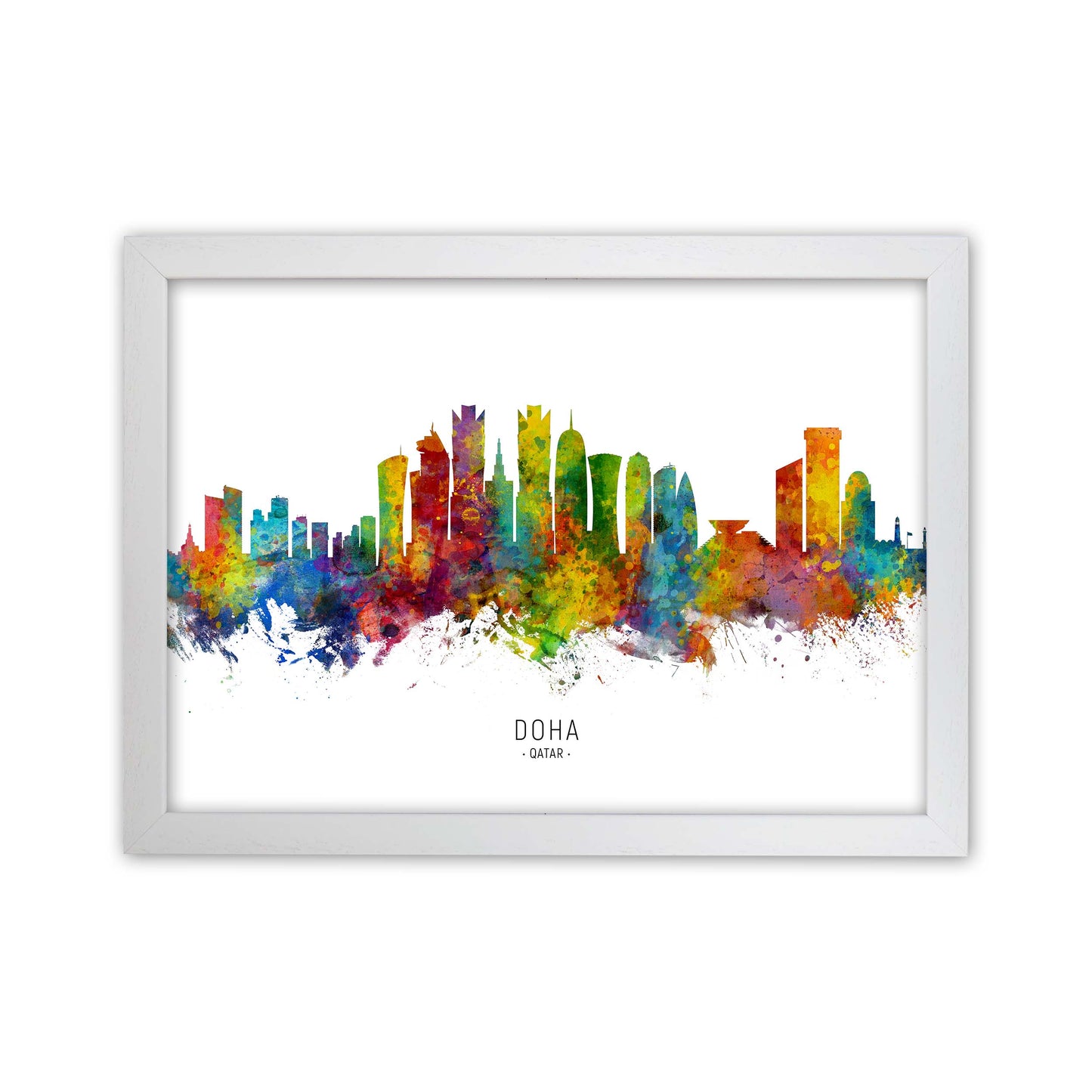 Doha Qatar Skyline Art Print by Michael Tompsett White Grain