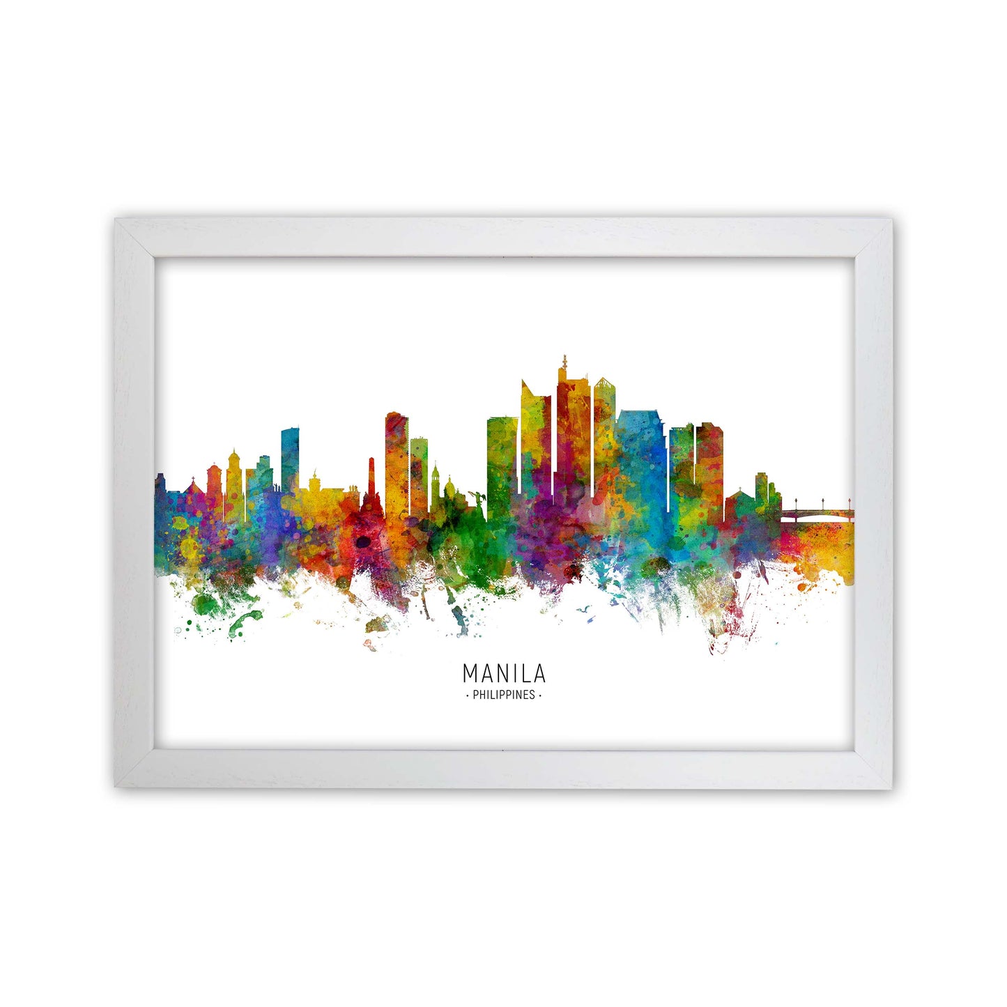 Manila Philippines Skyline Art Print by Michael Tompsett White Grain