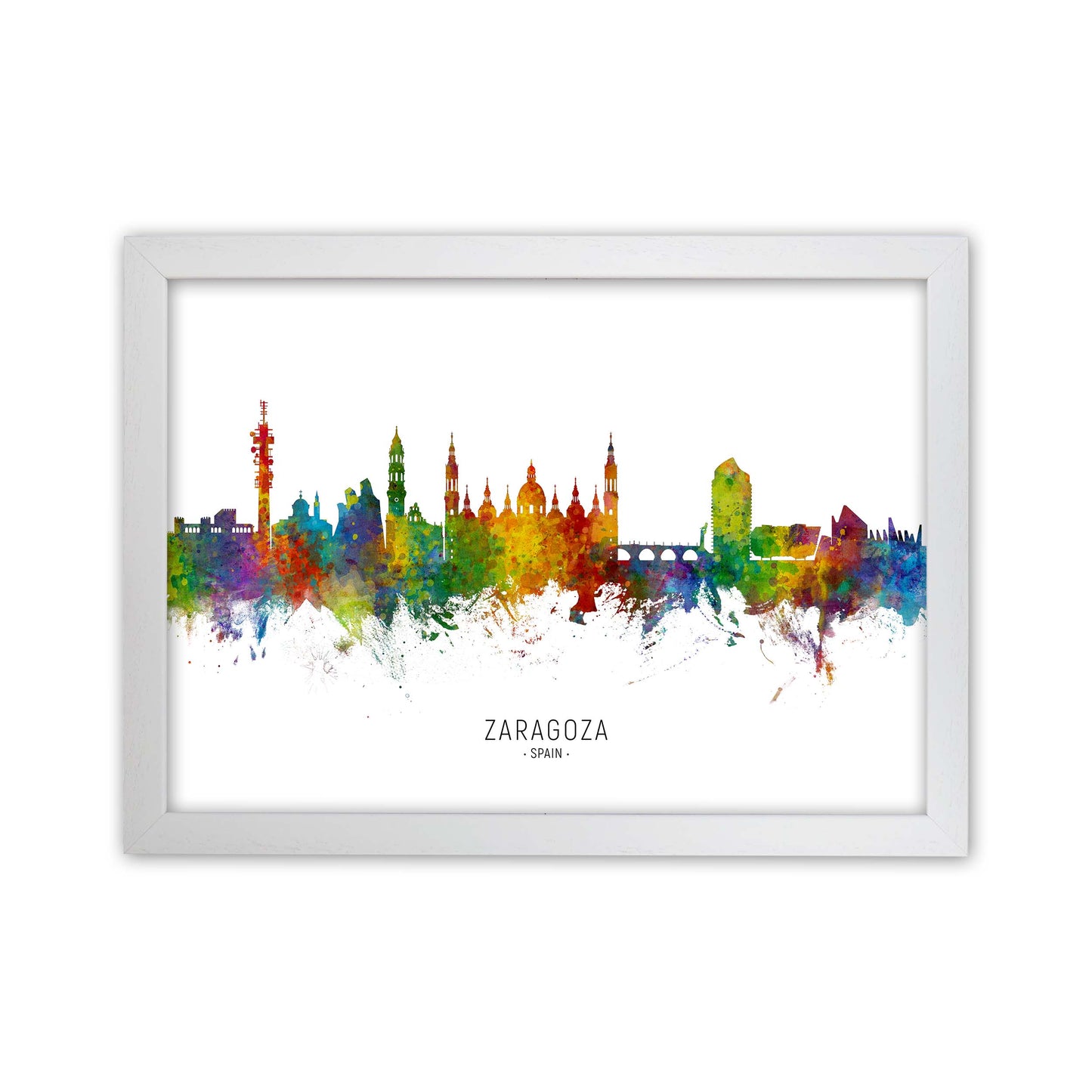 Zaragoza Spain Skyline Art Print by Michael Tompsett White Grain