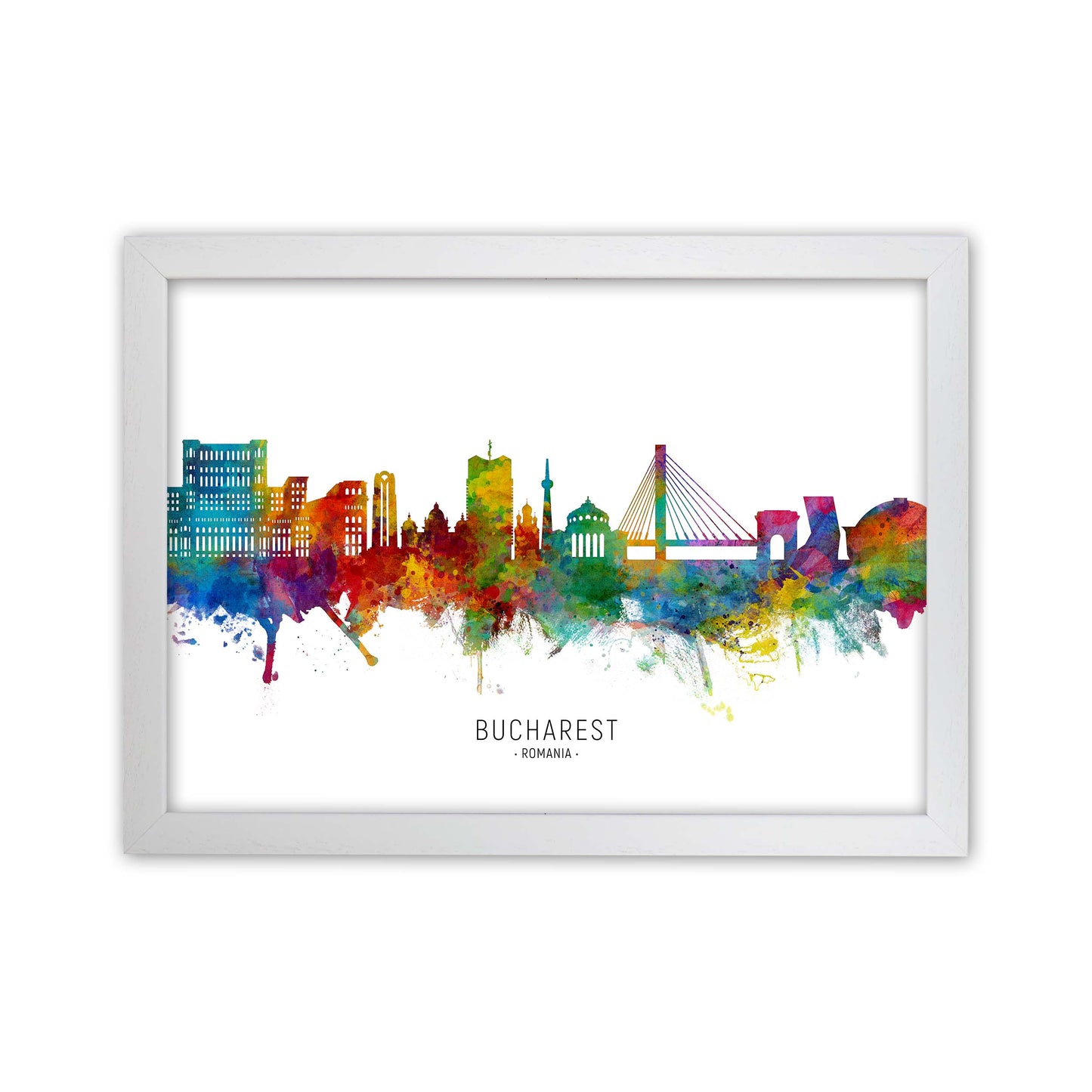 Bucharest Romania Skyline Art Print by Michael Tompsett White Grain