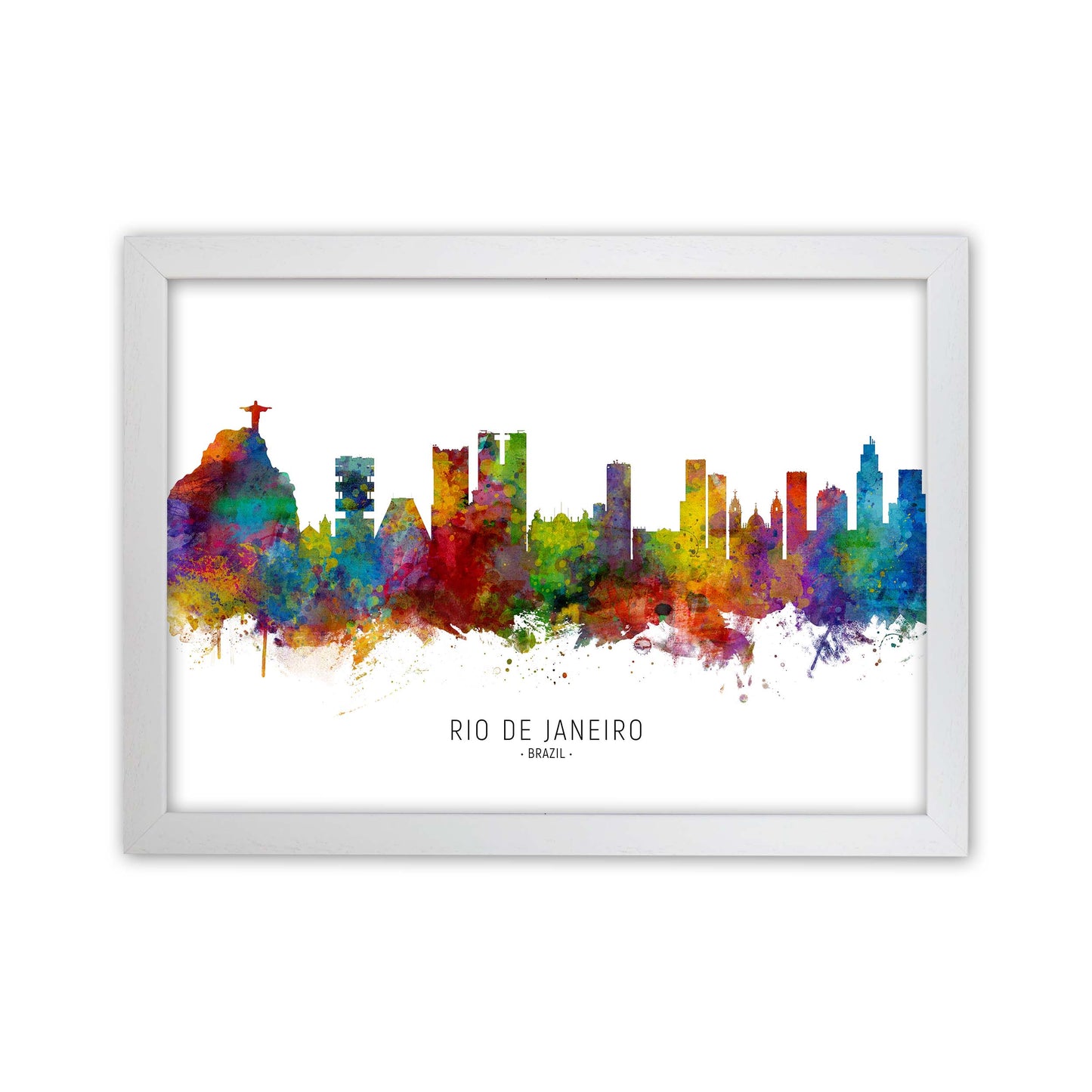 Rio De Janeiro Brazil Skyline Art Print by Michael Tompsett White Grain