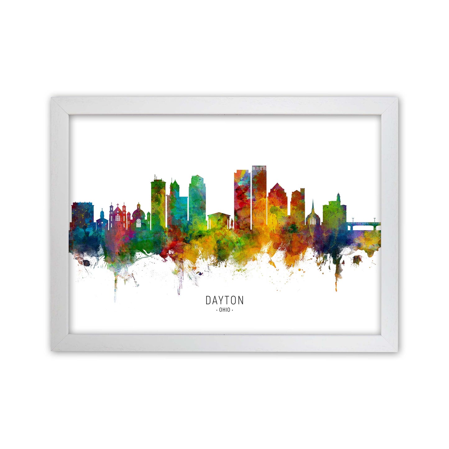 Dayton Ohio Skyline Art Print by Michael Tompsett White Grain