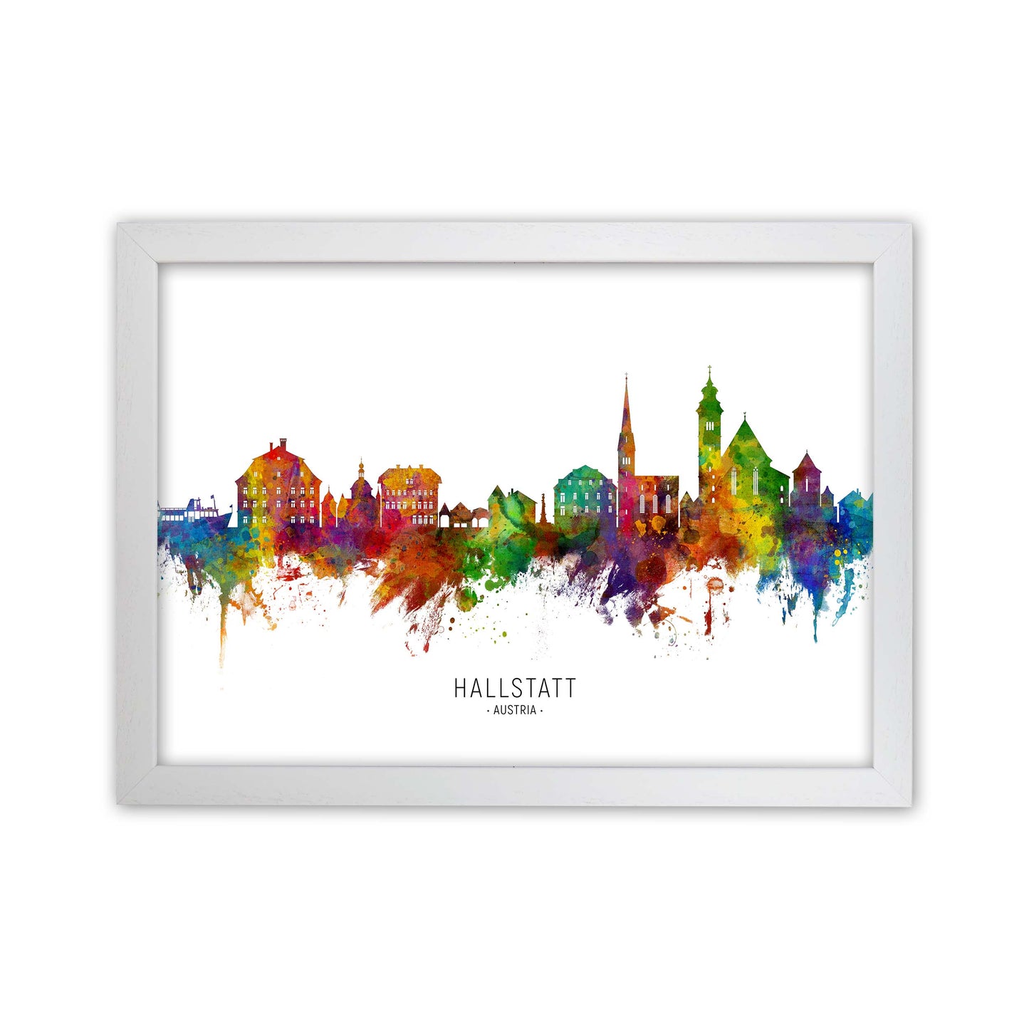 Hallstatt Austria Skyline Art Print by Michael Tompsett White Grain