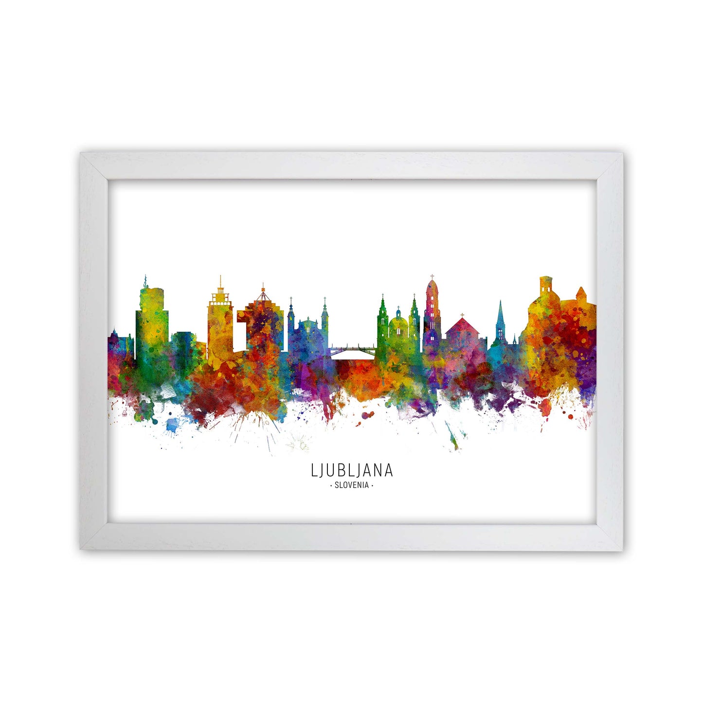 Ljubljana Slovenia Skyline Art Print by Michael Tompsett White Grain