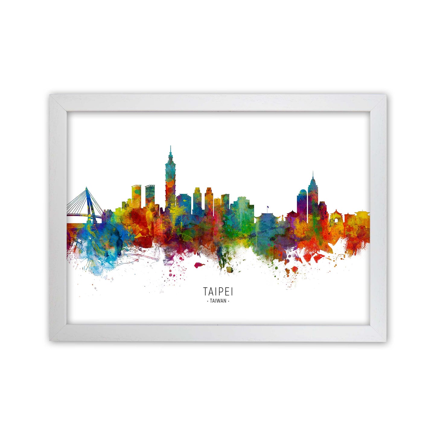 Taipei Taiwan Skyline Art Print by Michael Tompsett White Grain