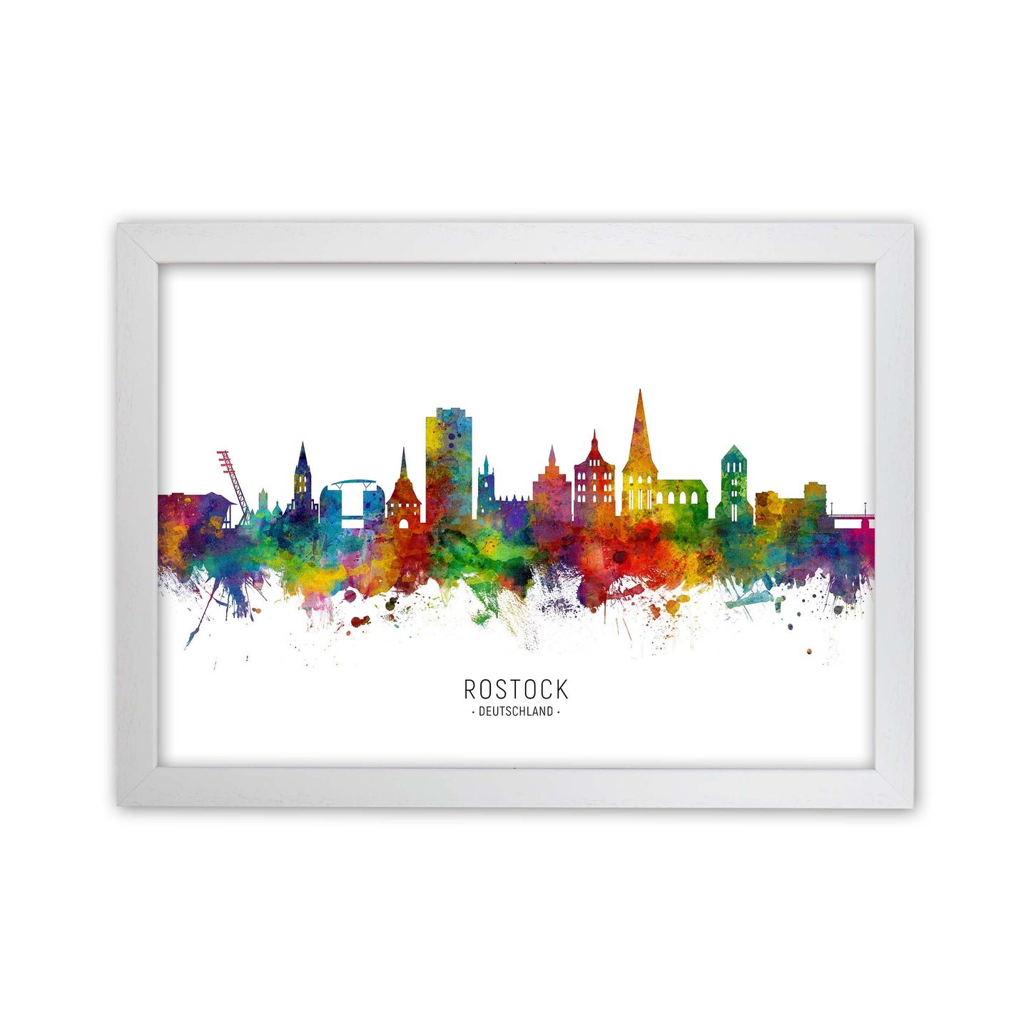 Rostock Deutschland Skyline Art Print by Michael Tompsett White Grain