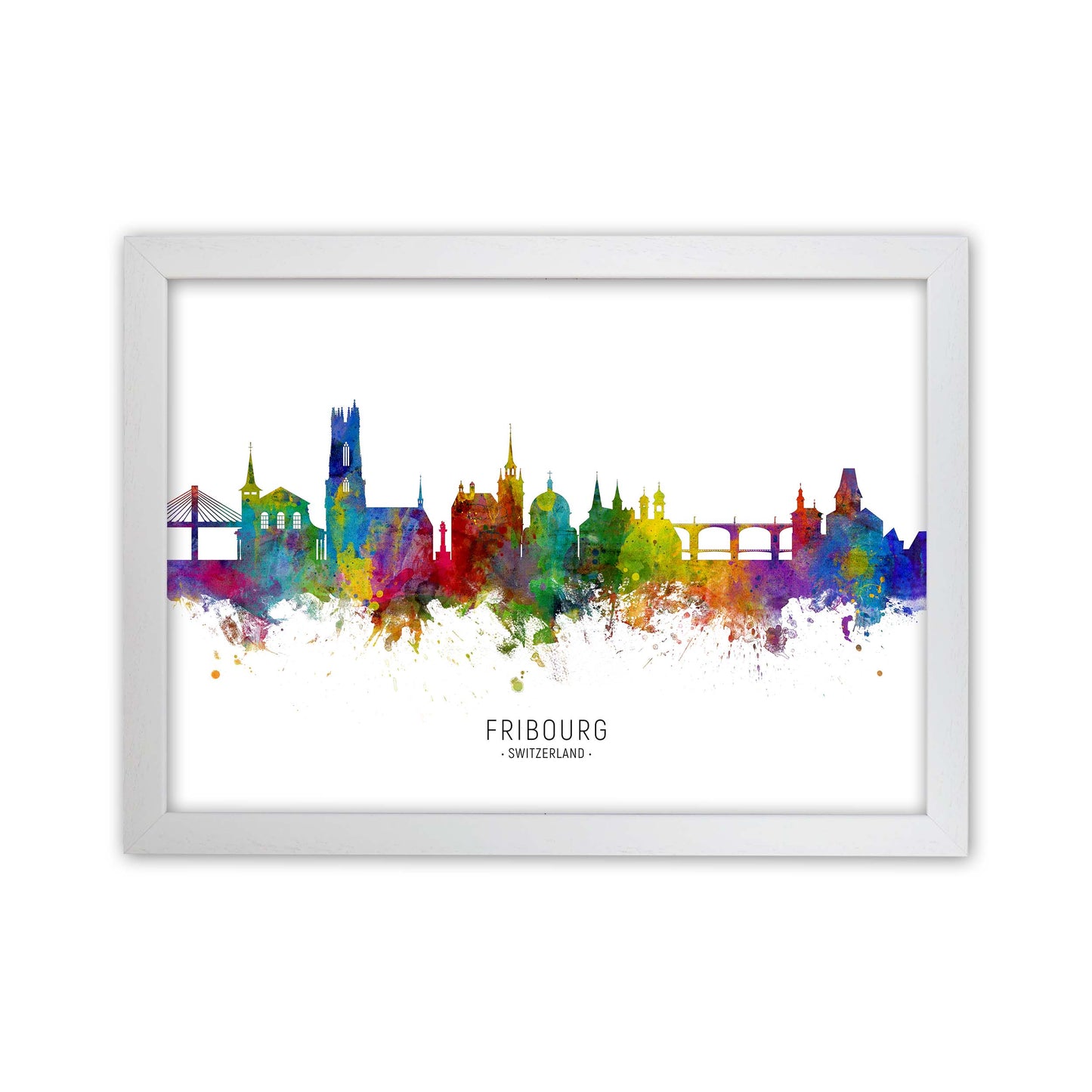 Fribourg Switzerland Skyline Art Print by Michael Tompsett White Grain