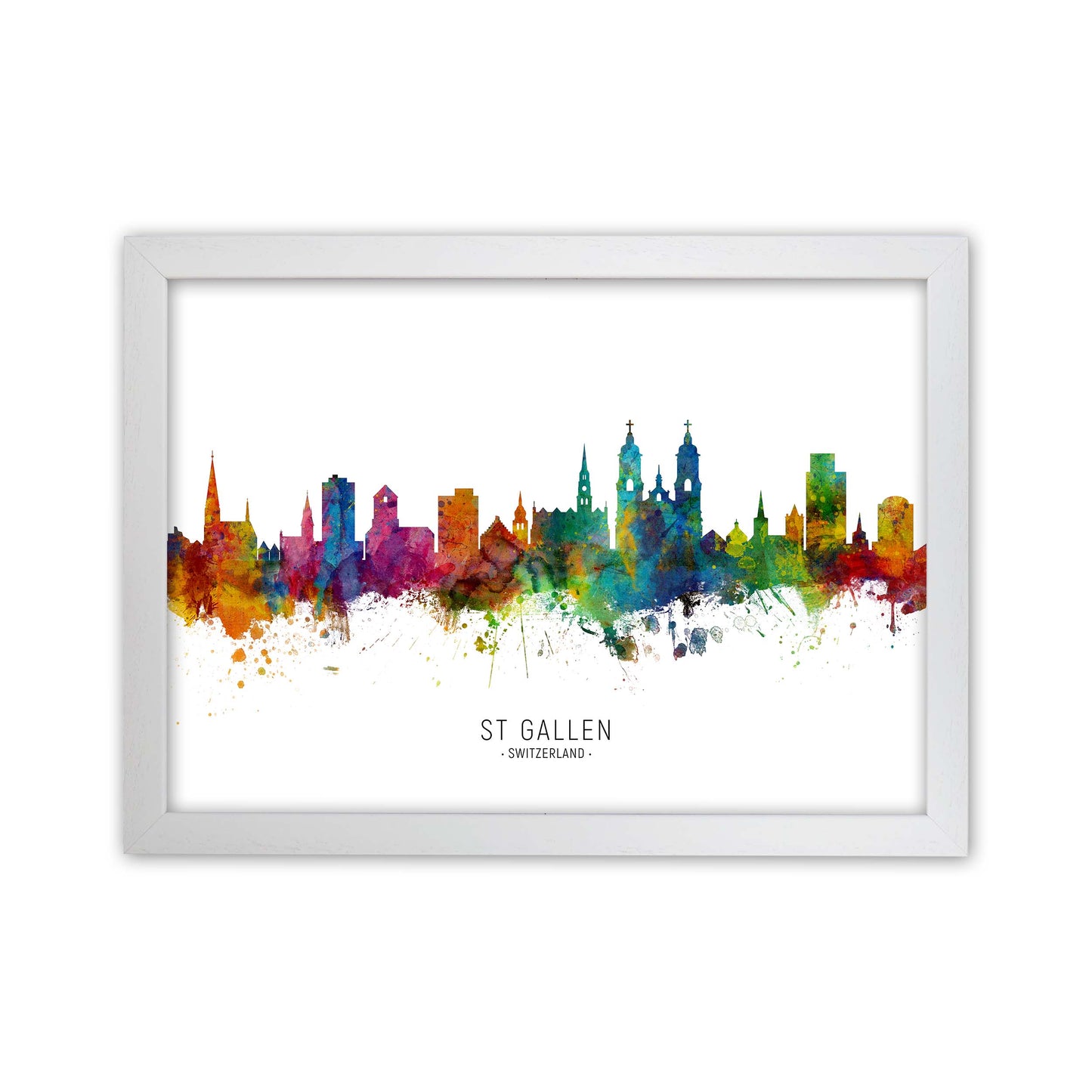 St Gallen Switzerland Skyline Art Print by Michael Tompsett White Grain