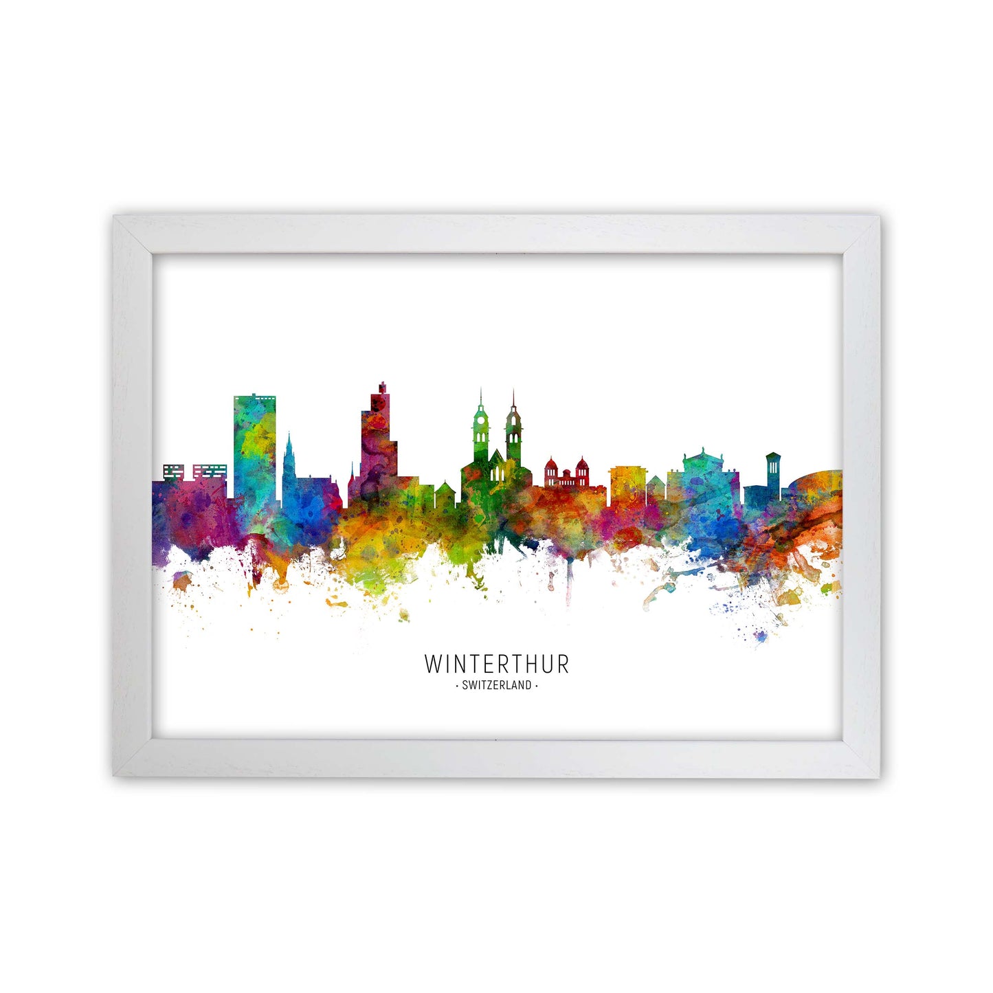 Winterthur Switzerland Skyline Art Print by Michael Tompsett White Grain