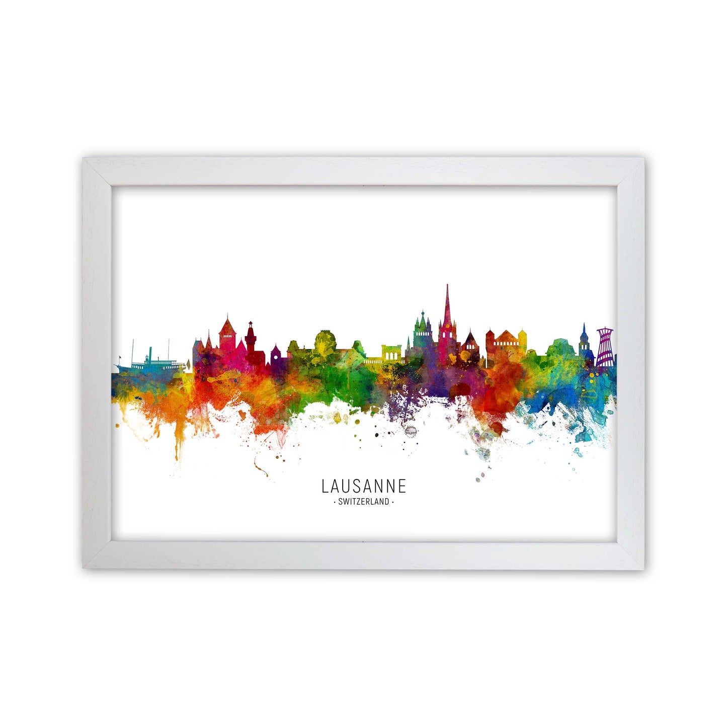 Lausanne Switzerland Skyline Art Print by Michael Tompsett White Grain