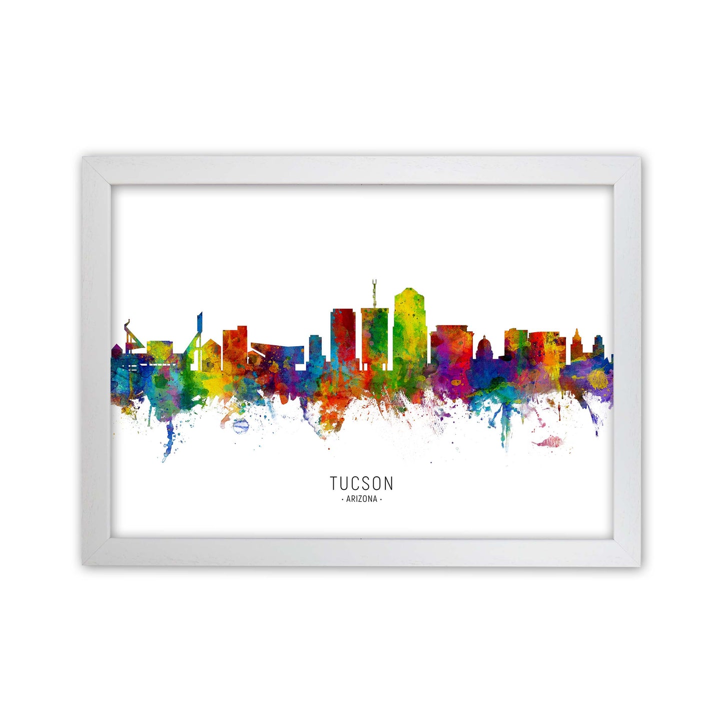 Tucson Arizona Skyline Art Print by Michael Tompsett White Grain