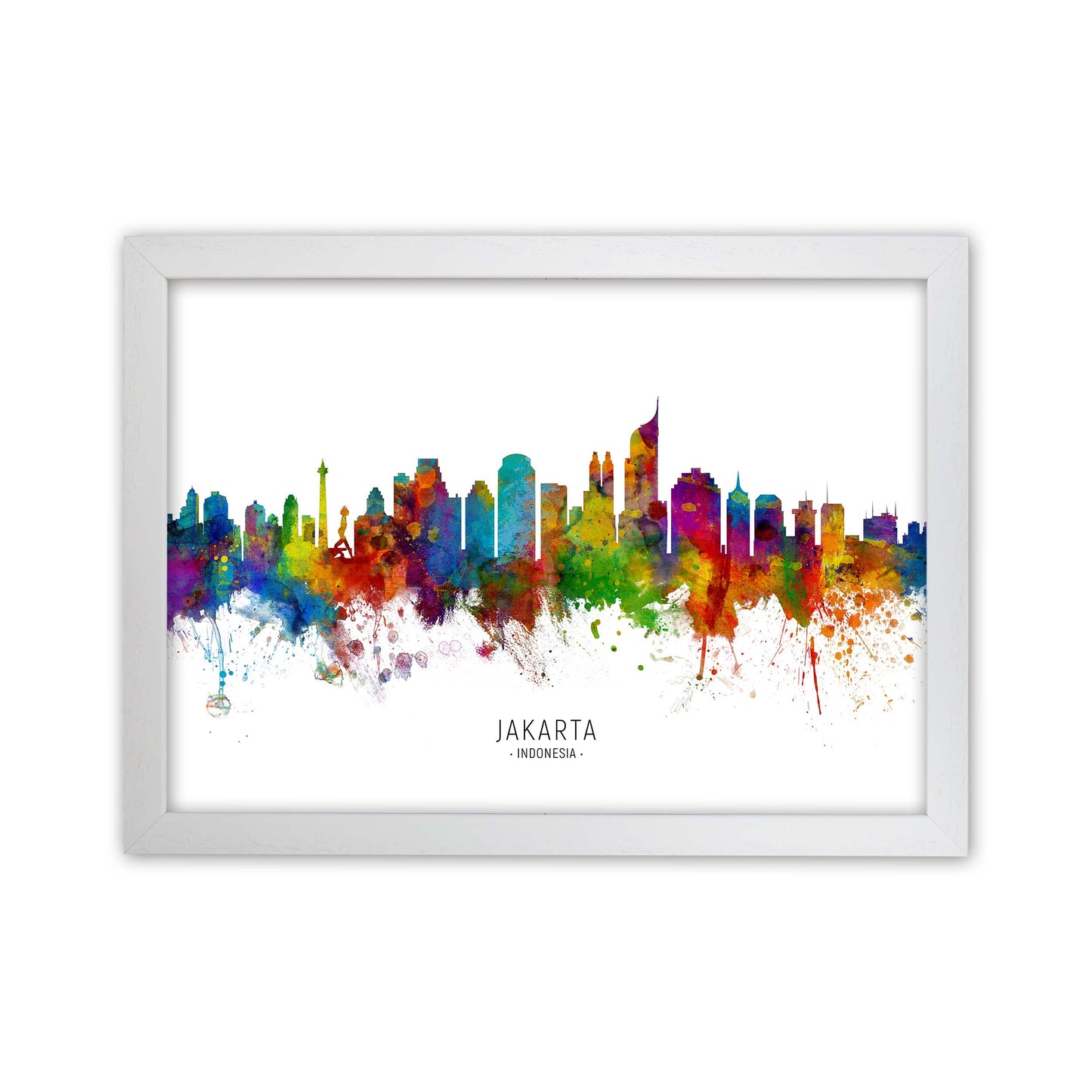Jakarta Indonesia Skyline Art Print by Michael Tompsett White Grain