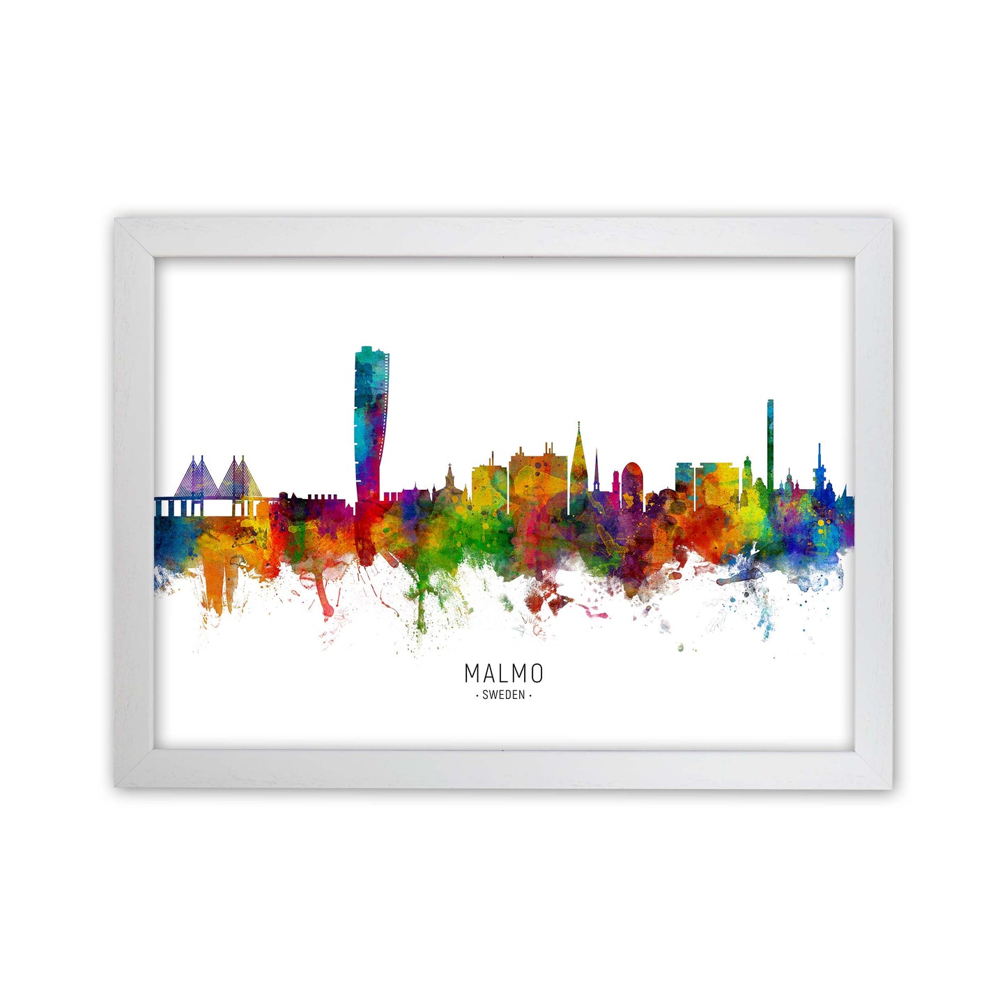 Malmo Sweden Skyline Art Print by Michael Tompsett White Grain