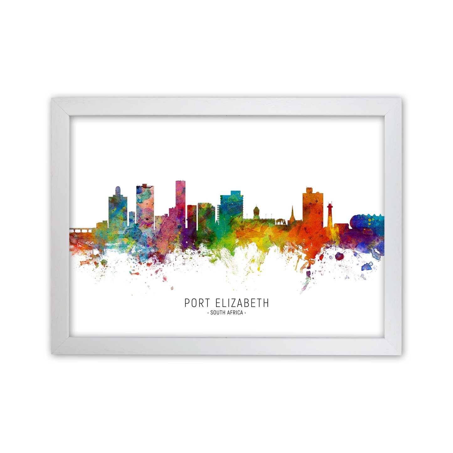 Port Elizabeth South Africa Skyline Print by Michael Tompsett White Grain