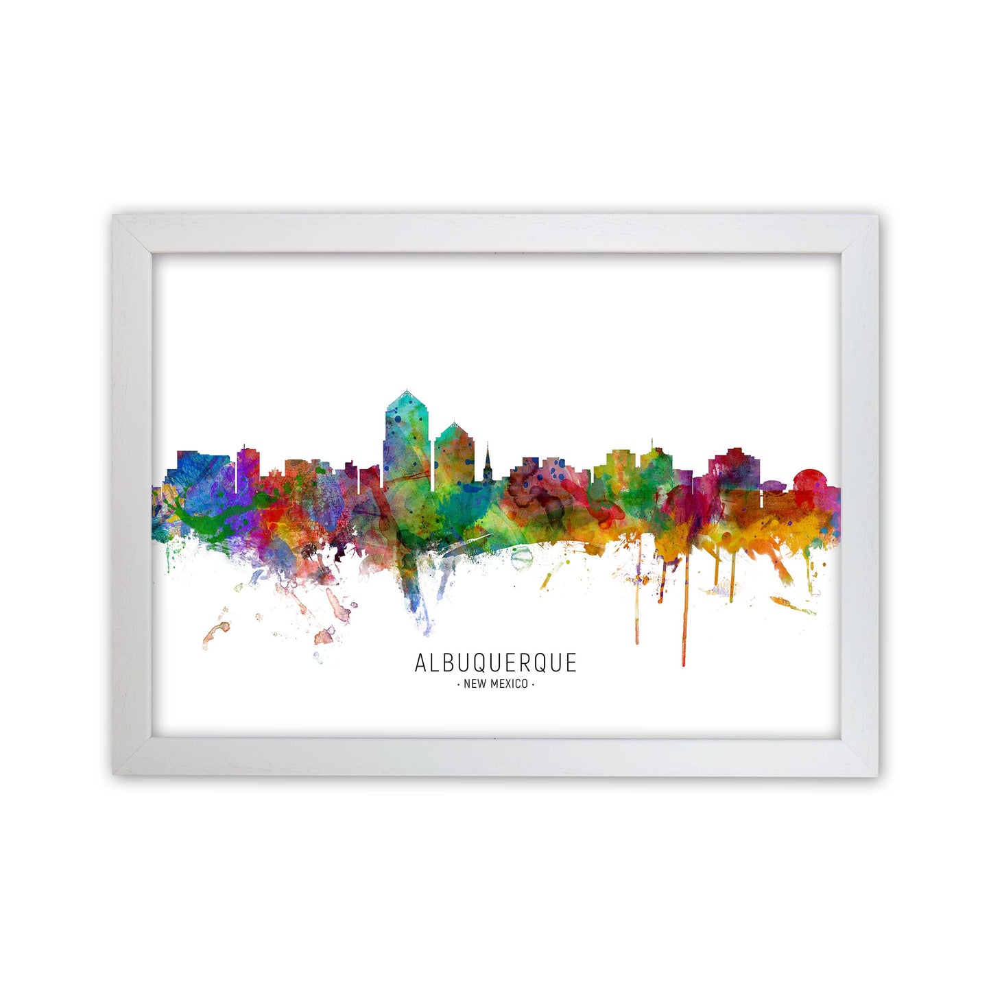 Albuquerque New Mexico Skyline Art Print by Michael Tompsett White Grain