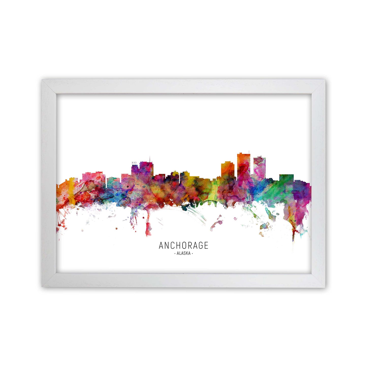 Anchorage Alaska Skyline Art Print by Michael Tompsett White Grain