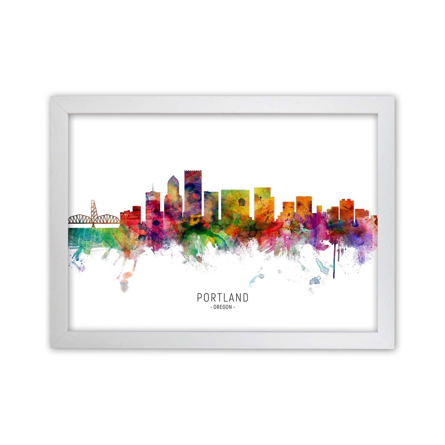 Portland Oregon Skyline Art Print by Michael Tompsett White Grain