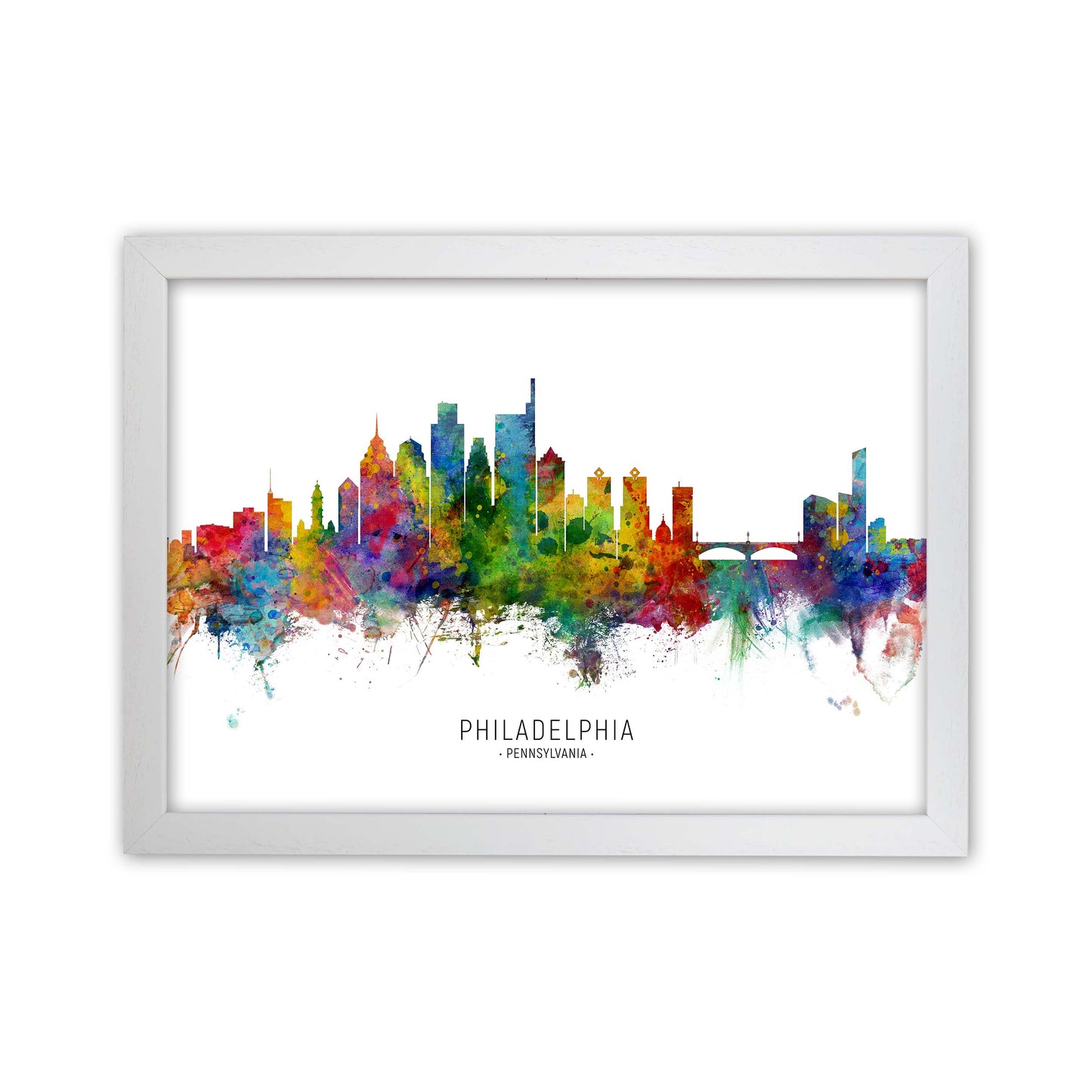 Philadelphia Pennsylvania Skyline Print by Michael Tompsett White Grain