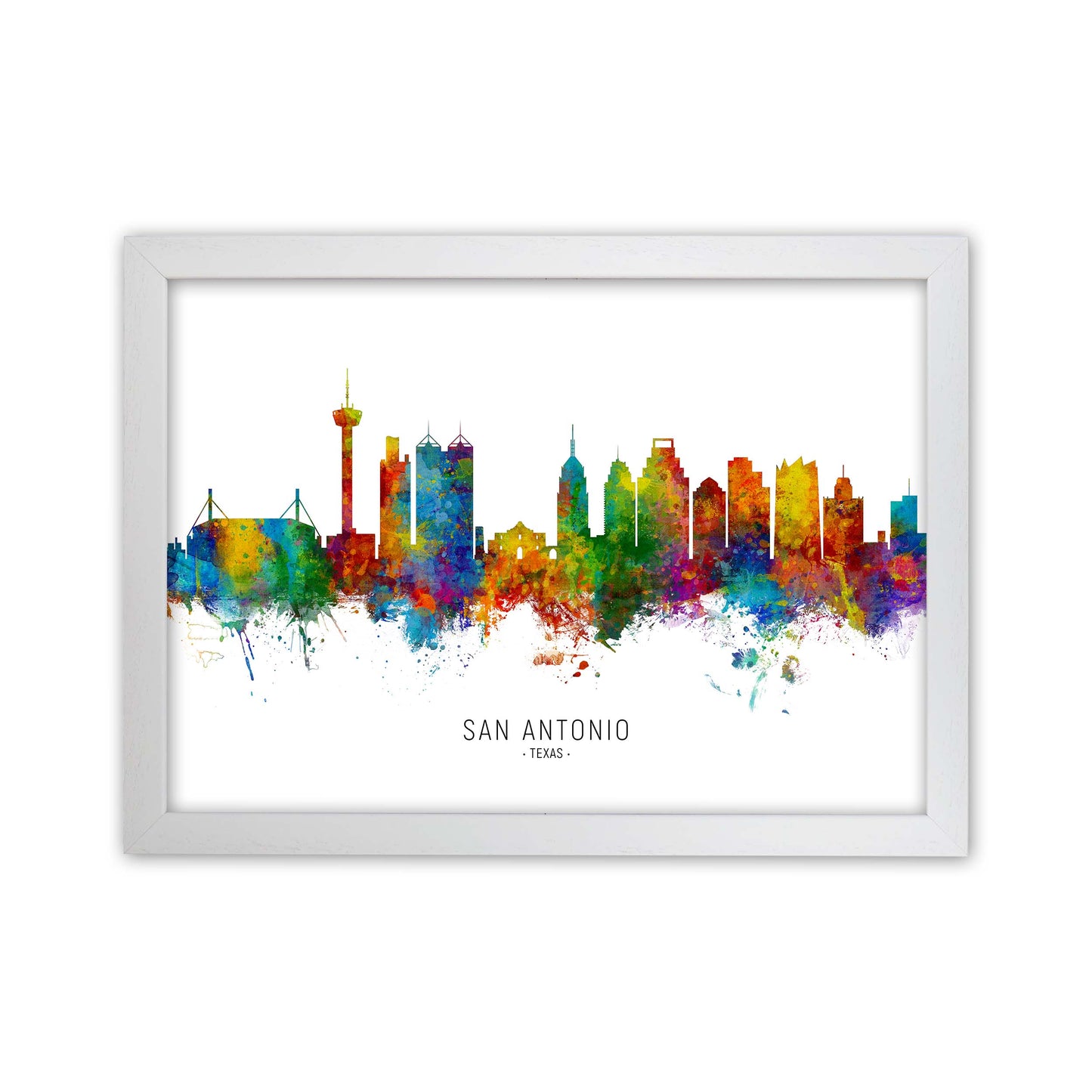 San Antonio Texas Skyline Art Print by Michael Tompsett White Grain