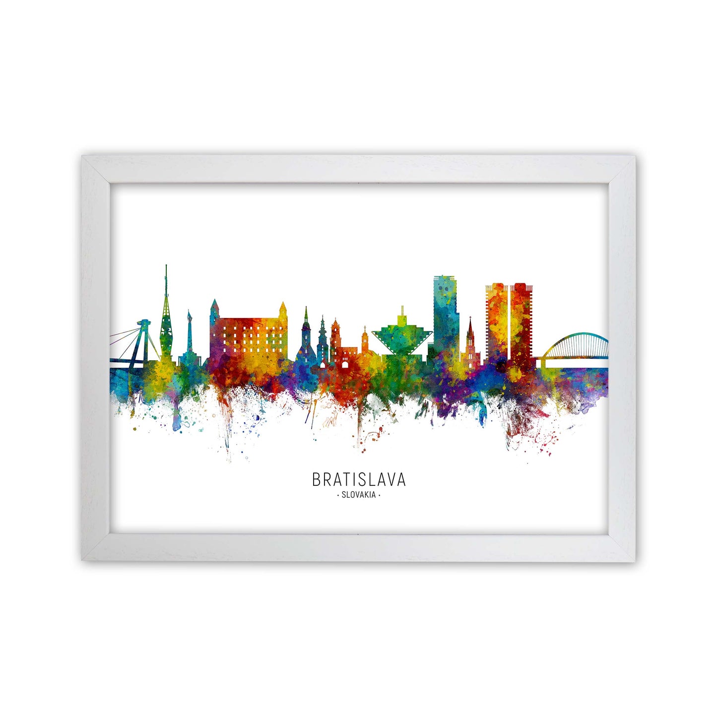 Bratislava Slovakia Skyline Art Print by Michael Tompsett White Grain
