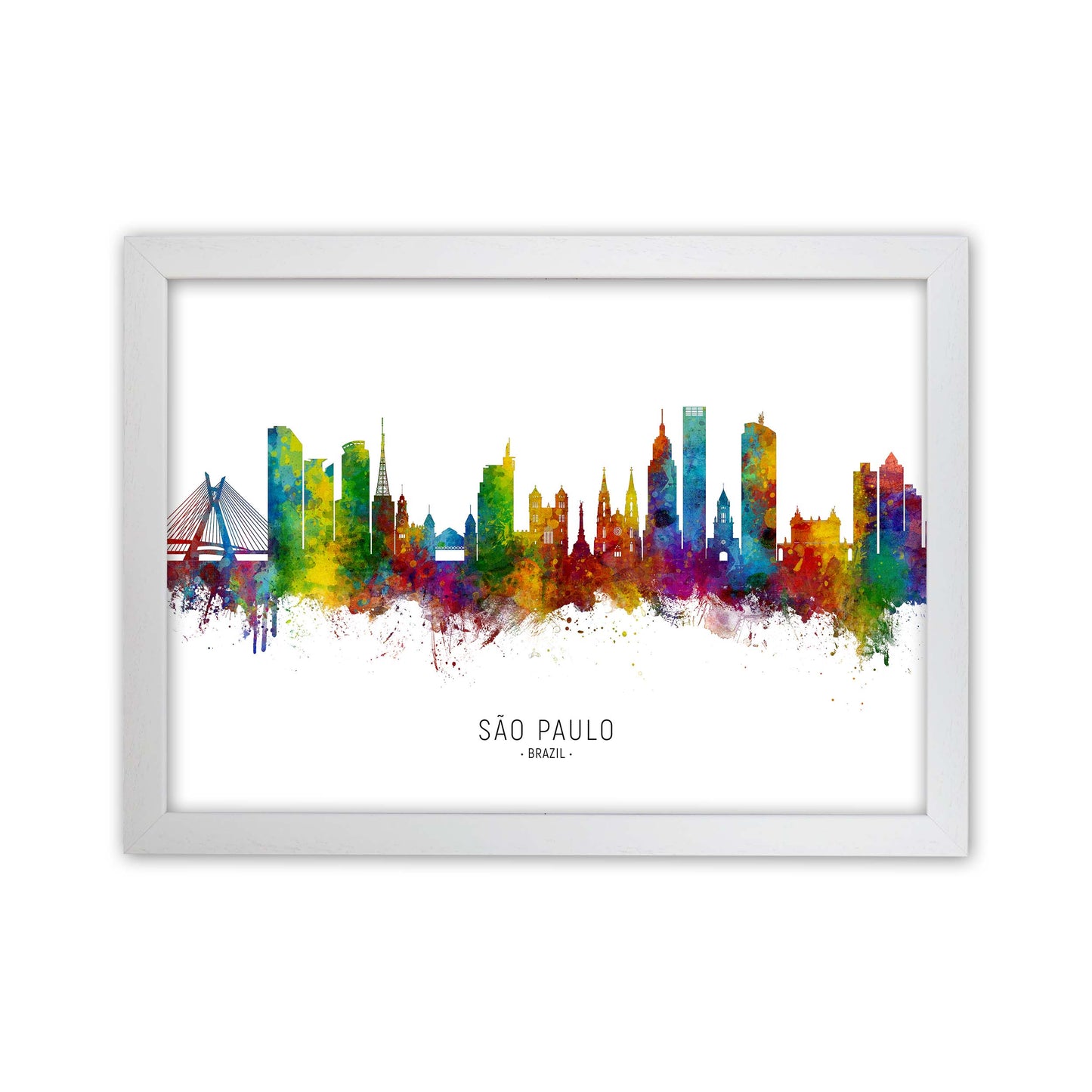 Sao Paulo Brazil Skyline Art Print by Michael Tompsett White Grain