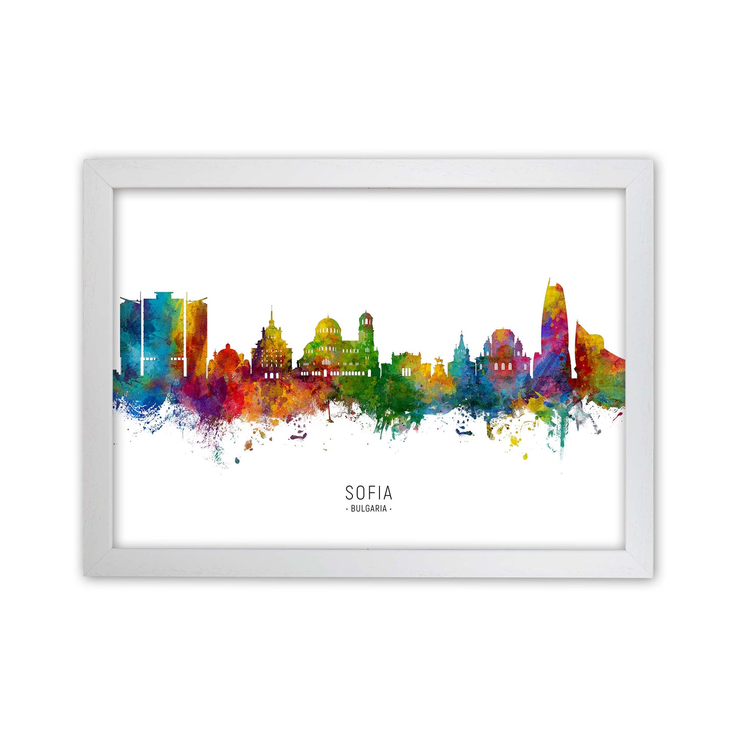 Sofia Bulgaria Skyline Art Print by Michael Tompsett White Grain