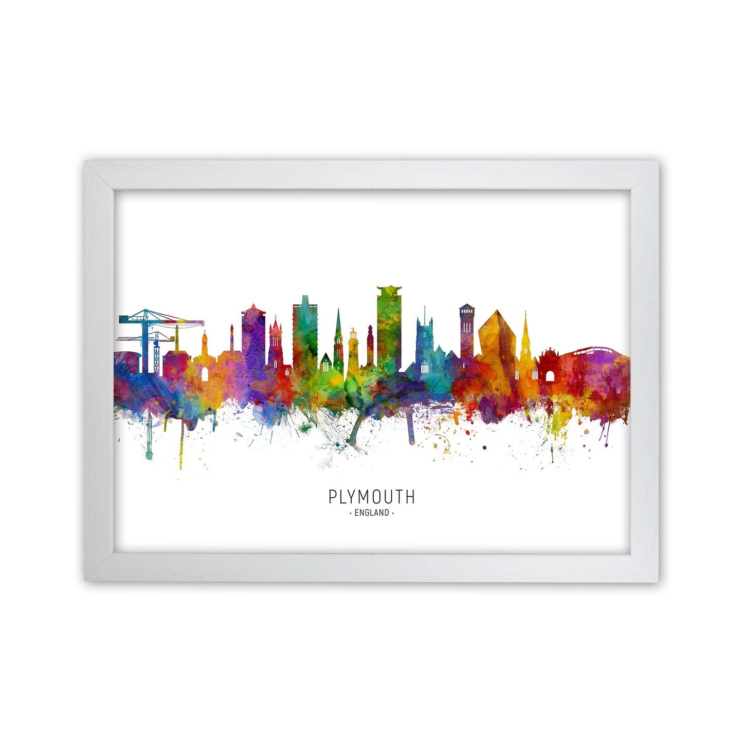 Plymouth England Skyline Art Print by Michael Tompsett White Grain