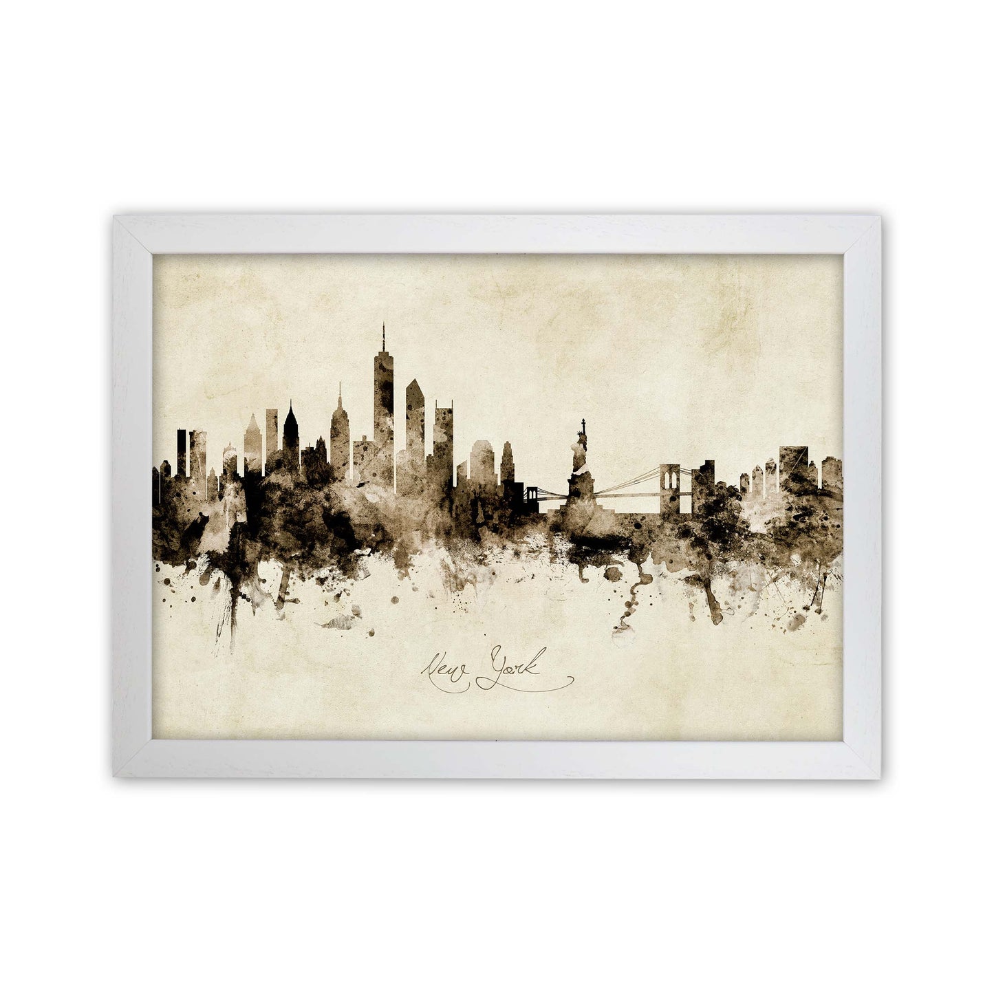 New York New York Skyline Vintage Print by Michael Tompsett White Grain