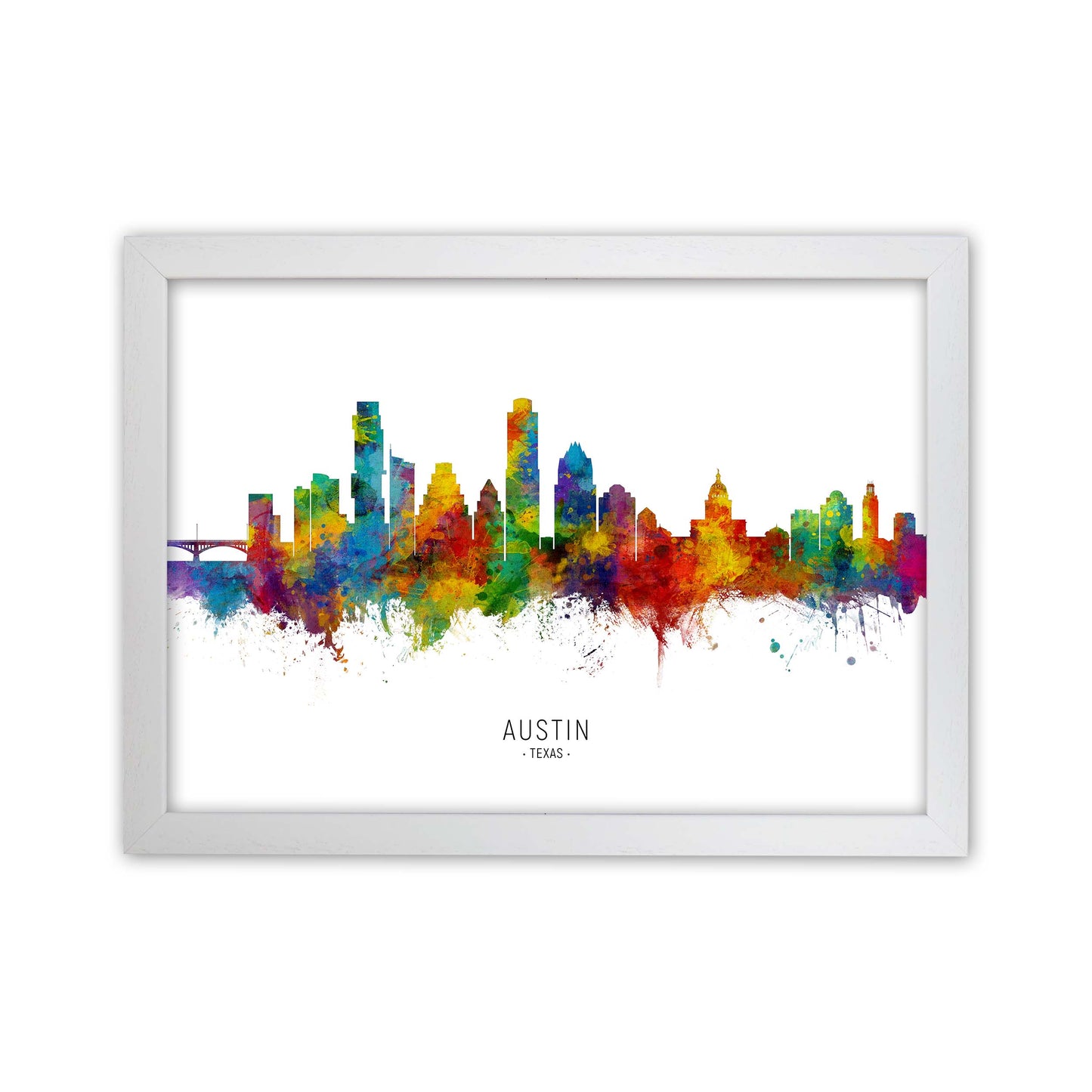 Austin Texas Skyline Art Print by Michael Tompsett White Grain