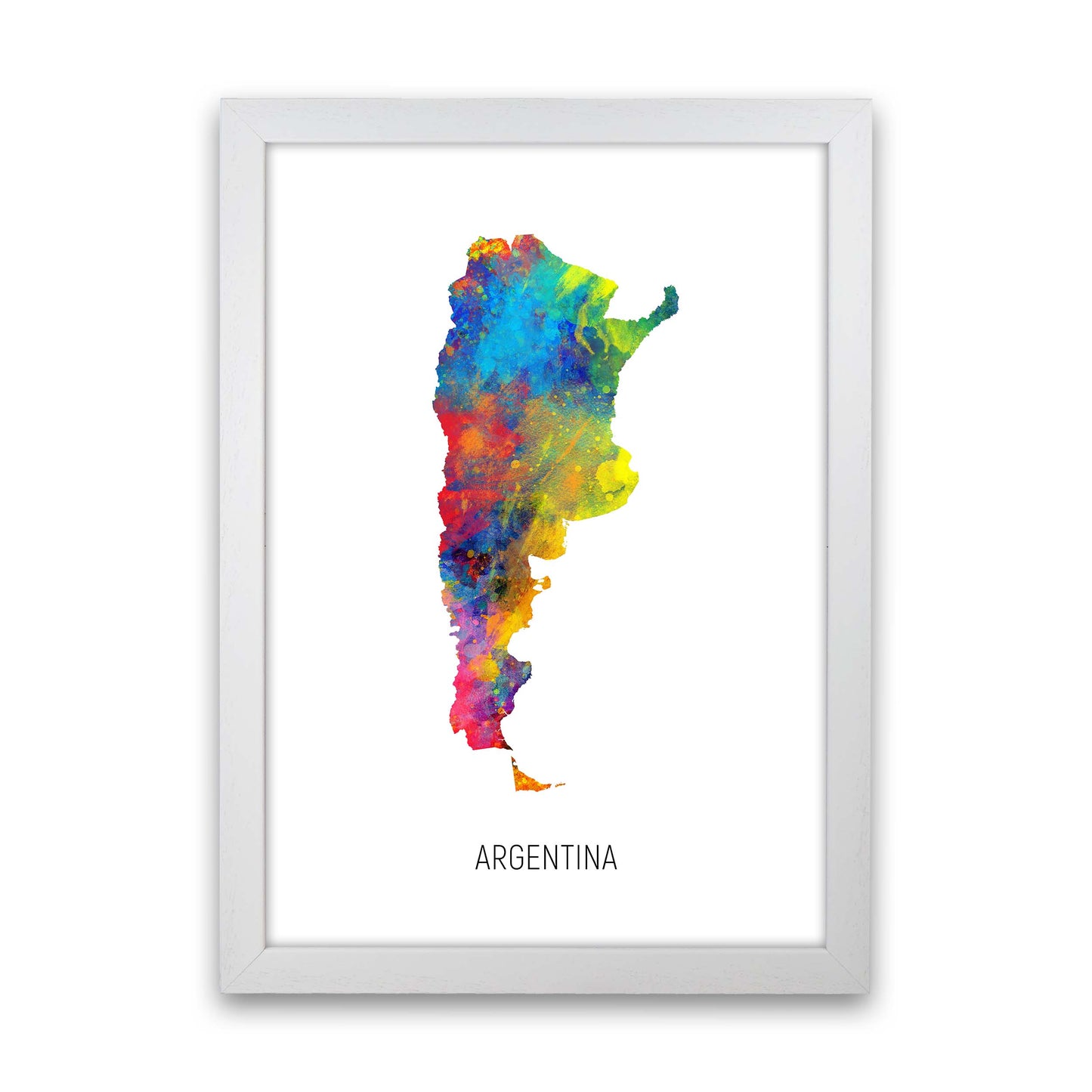 Argentina Watercolour Map Art Print by Michael Tompsett White Grain