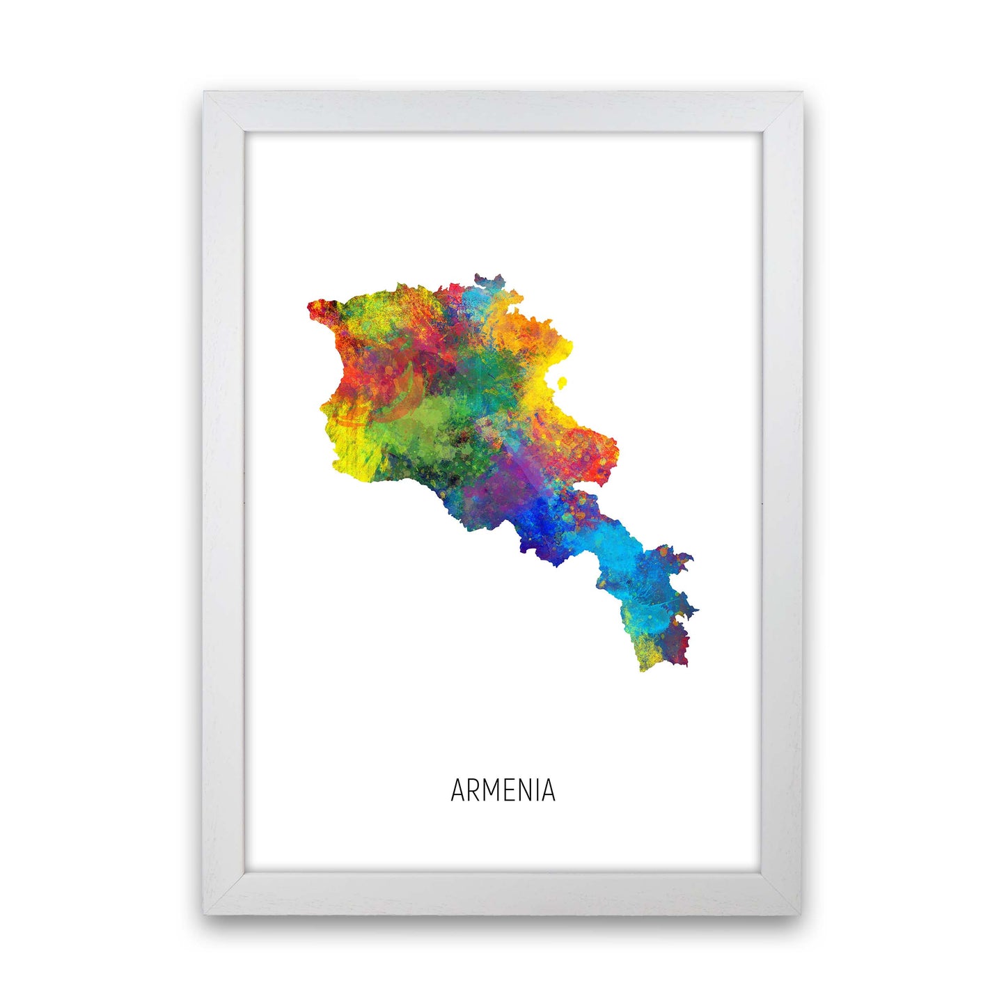Armenia Watercolour Map Art Print by Michael Tompsett White Grain